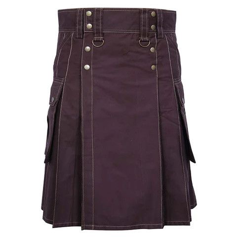 Handmade × Other Cargo Utility Kilt Brown with 6 Pockets Size US 34 / EU 50 - 1 Thumbnail
