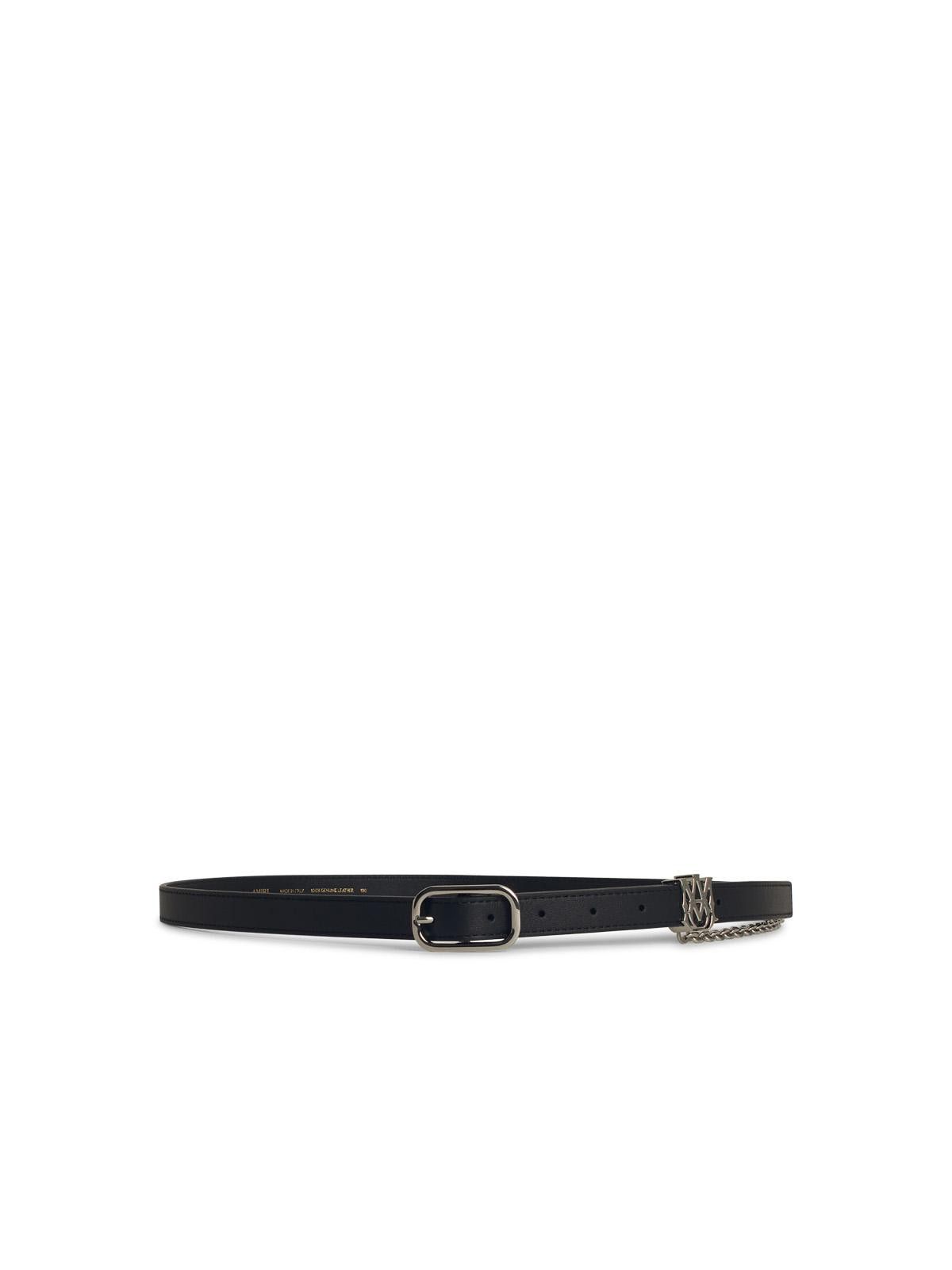 Amiri Men's Black Leather Belt Black With Gold Buckle MA