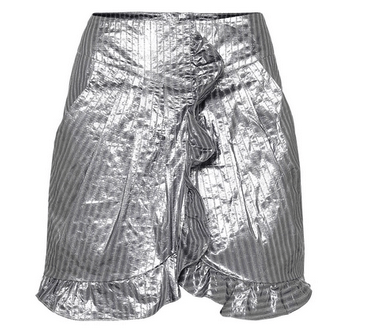image of Isabel Marant Mucius Striped Metallic Miniskirt in Silver Blue, Women's (Size 28)