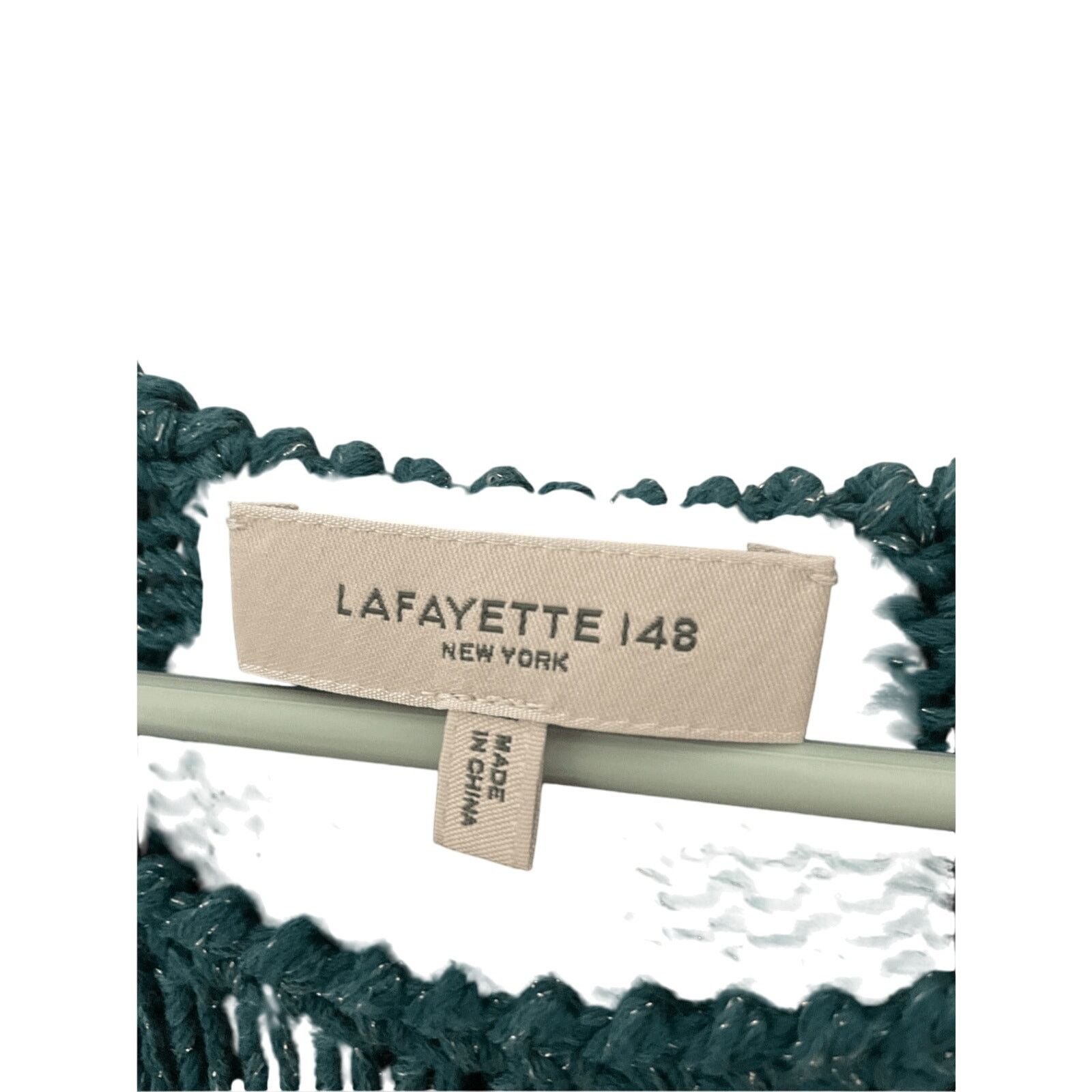 Lafayette 148 Lafayette148 SilkCotton Teal Open Stitch Micro Paillette Top Size XS / US 0-2 / IT 36-38 - 4 Thumbnail
