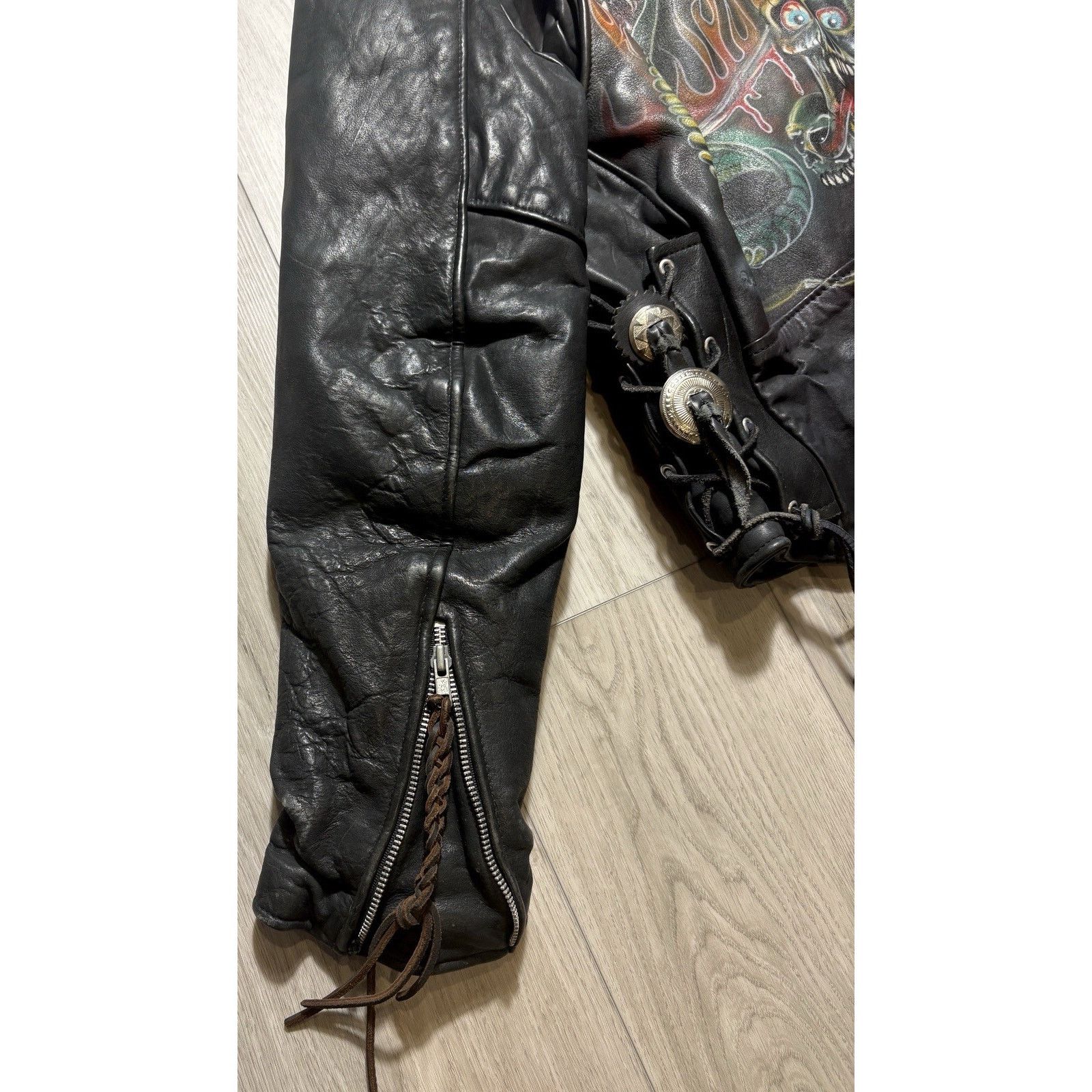 Leather VTG Leather Biker Jacket Airbrushed Harley Davidson Art L Size US L / EU 52-54 / 3 - 19 Thumbnail