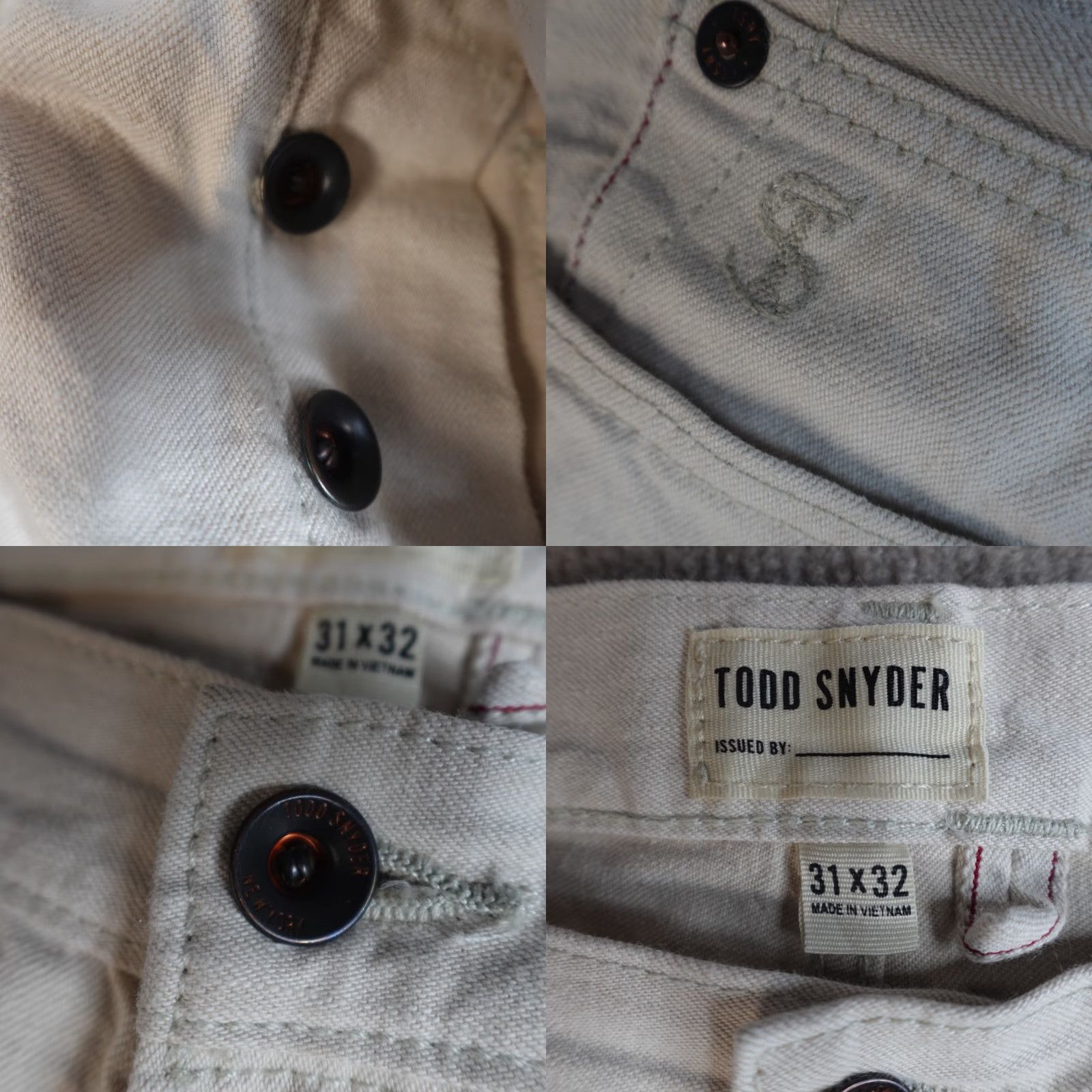 Todd Snyder Todd Snyder Mens Jeans 32 x 30 Ivory Slim Fit Japanese Redline Selvedge Size US 32 / EU 48 - 9 Thumbnail