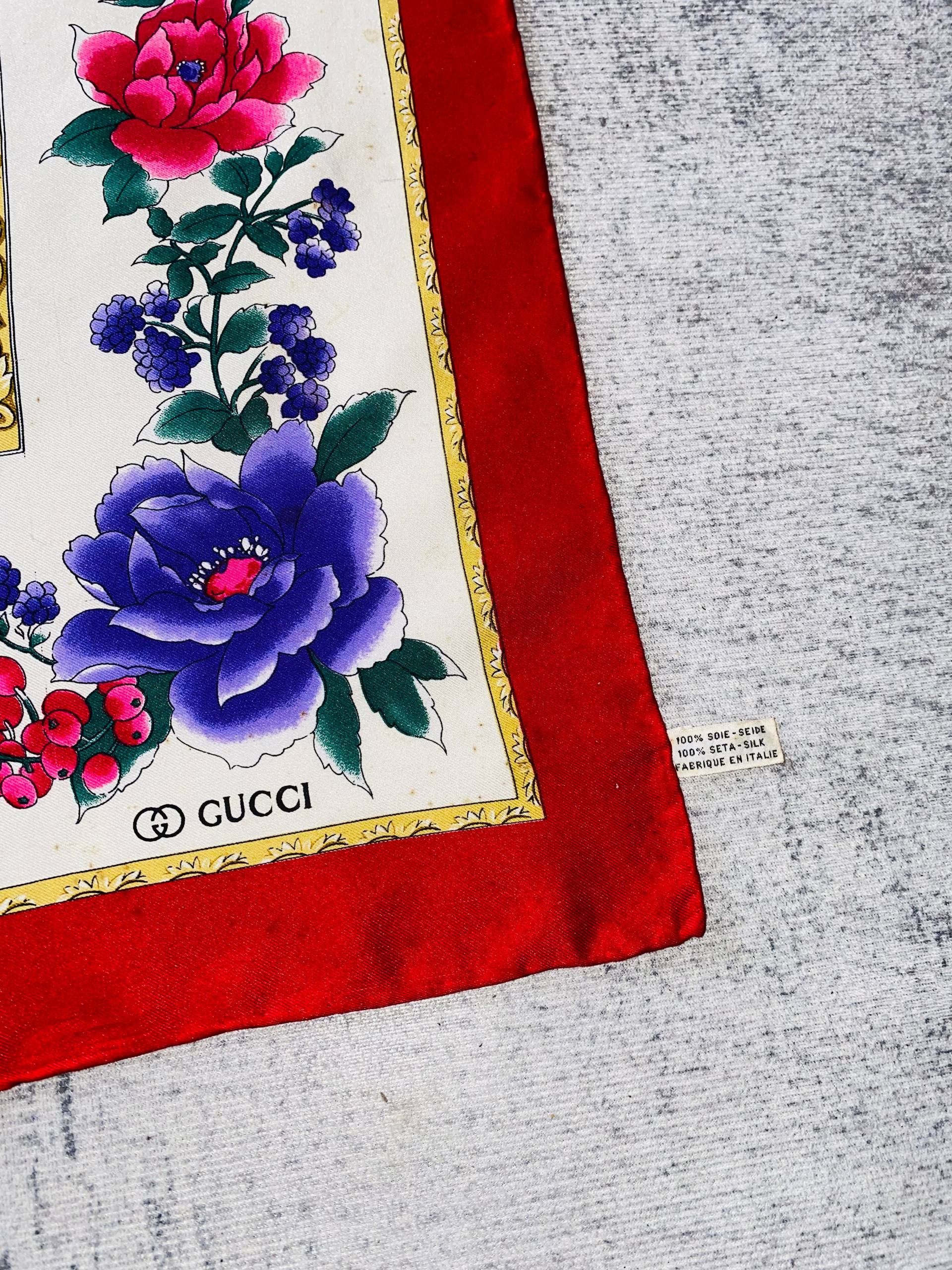Gucci Vintage Gucci Floral Silk Scarf Size ONE SIZE - 3 Thumbnail