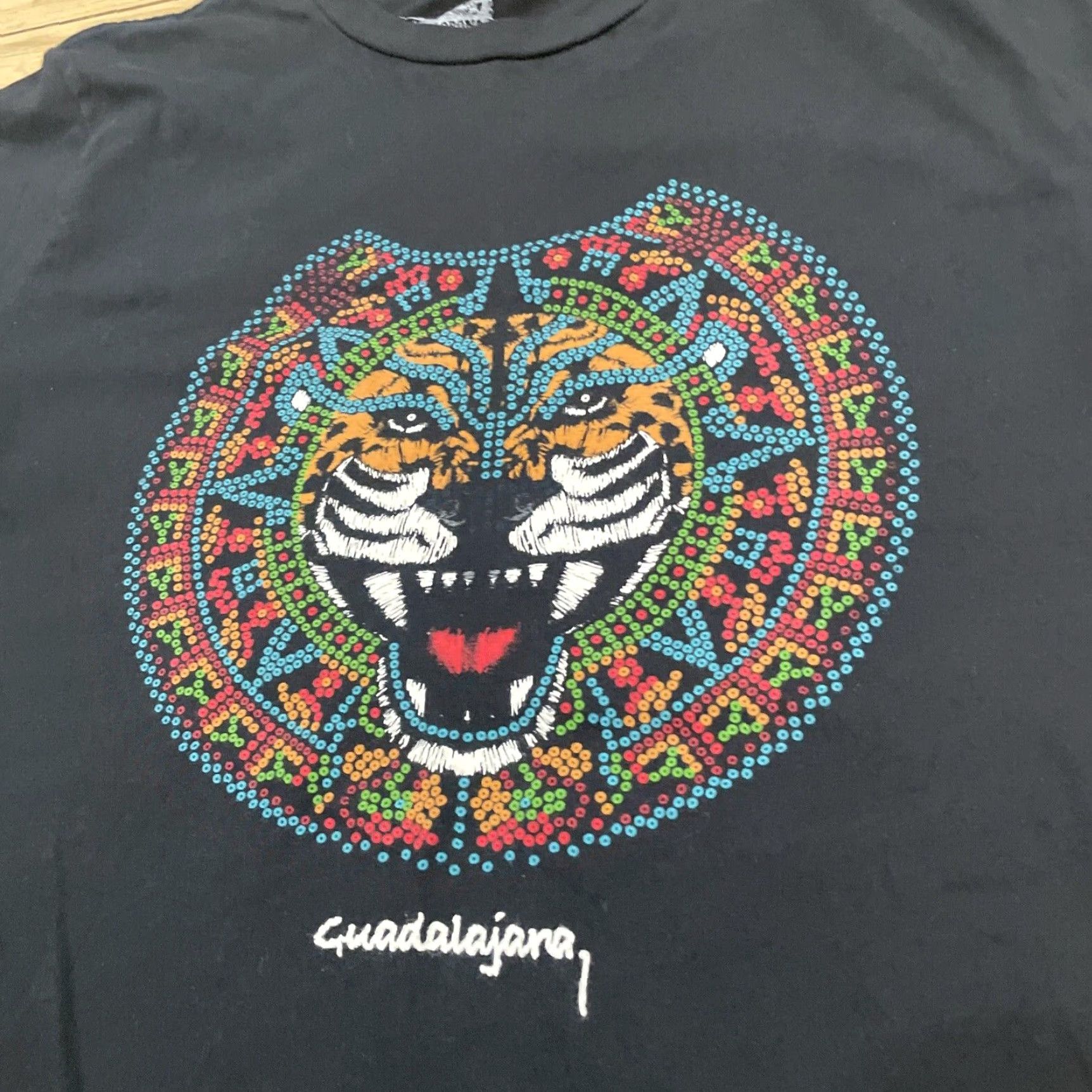 Vintage La Llorona Tiger Print Shirt Men L Black Tribal Tourism Tee L Size US L / EU 52-54 / 3 - 6 Thumbnail