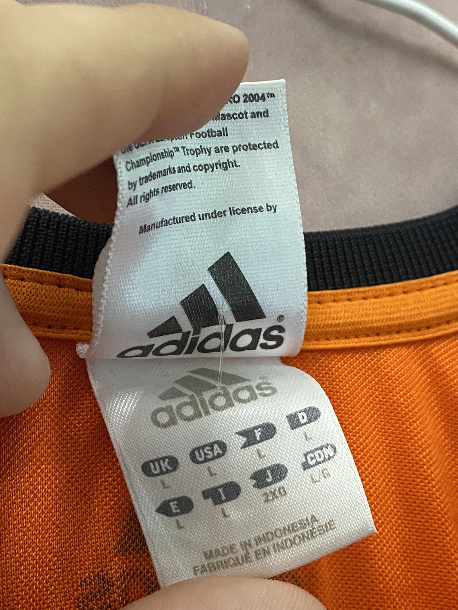 Adidas × UEFA Netherlands Adidas Shirt UEFA 2004 Soccer Jersey Holland Size US L / EU 52-54 / 3 - 4 Thumbnail