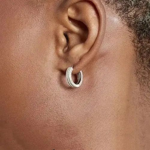 Jewelry × Other 925 Silver Plated Huggie Hoop Earrings for Men Women Size ONE SIZE - 2 Thumbnail