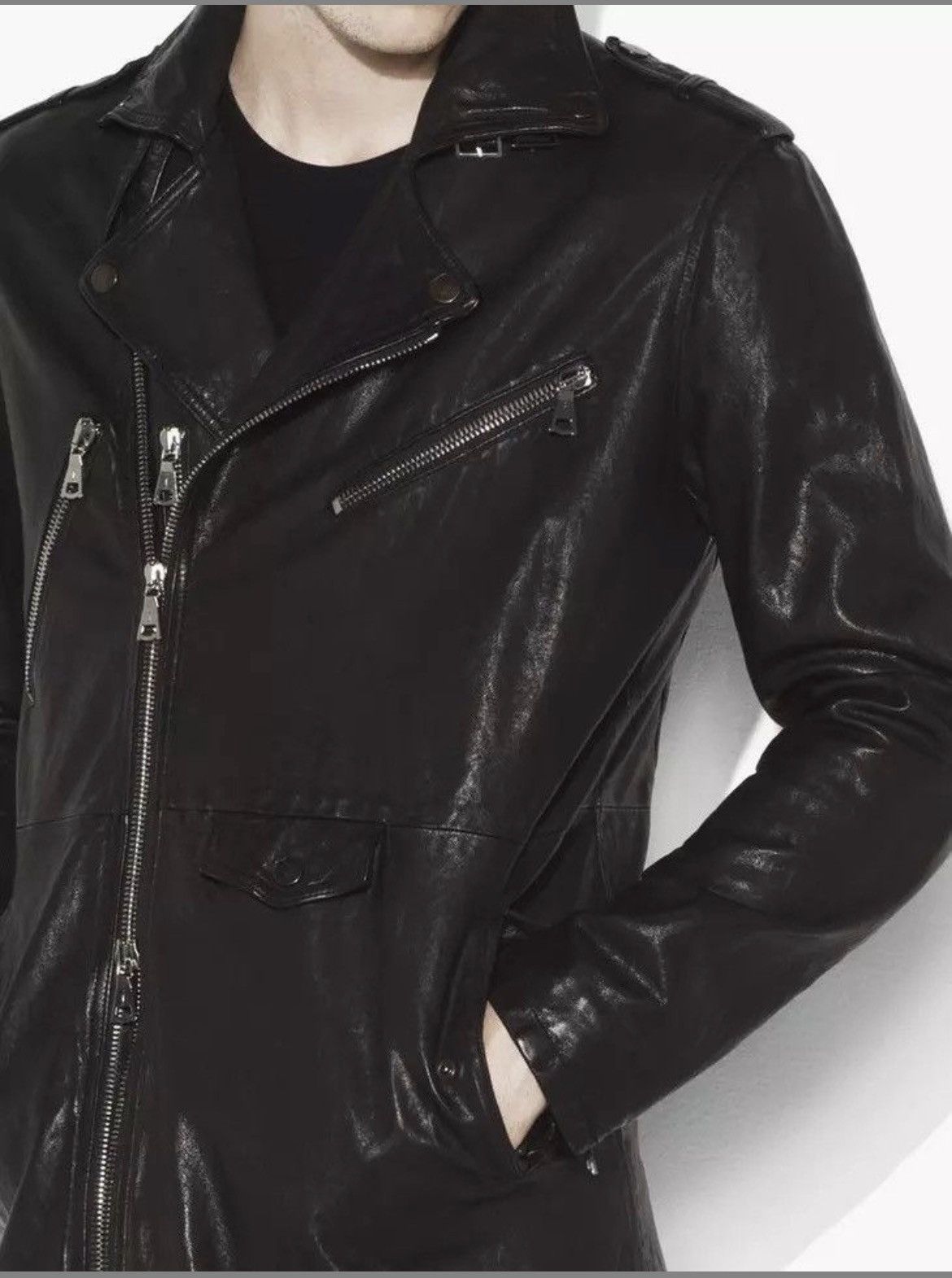 John Varvatos Leather Biker Coat EU 50 USA 40 Size US M / EU 48-50 / 2 - 3 Thumbnail