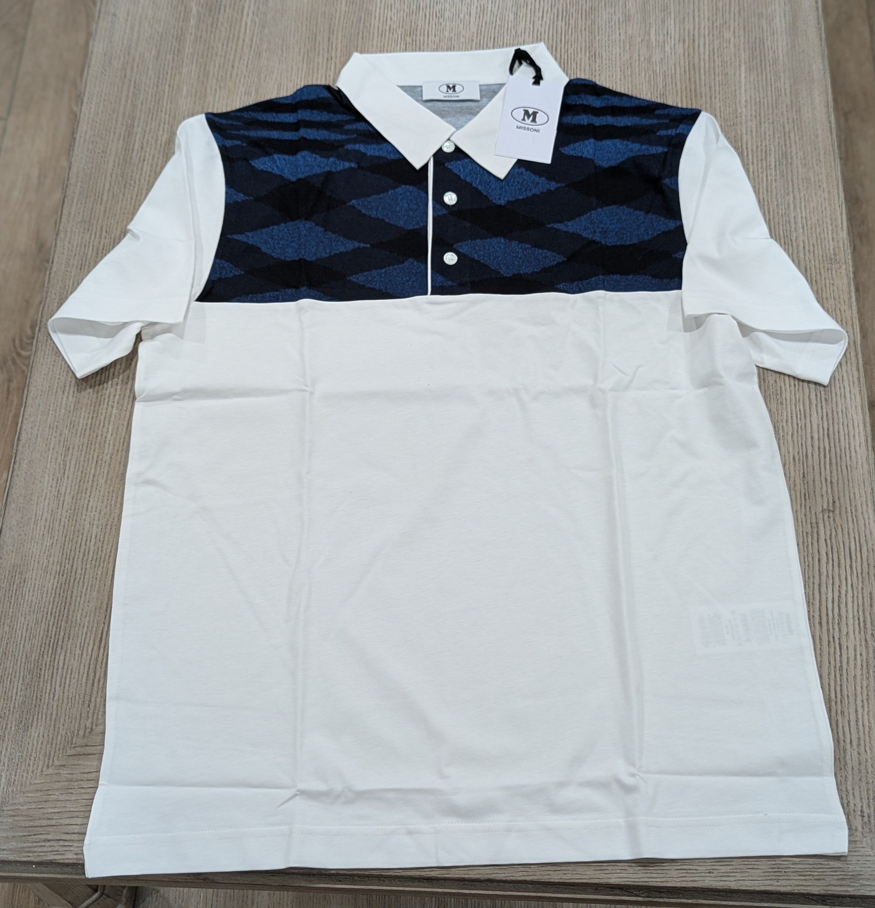 Missoni M Missoni Graphic Cotton Polo Shirt White/Multi XL Size US XL / EU 56 / 4 - 1 Thumbnail