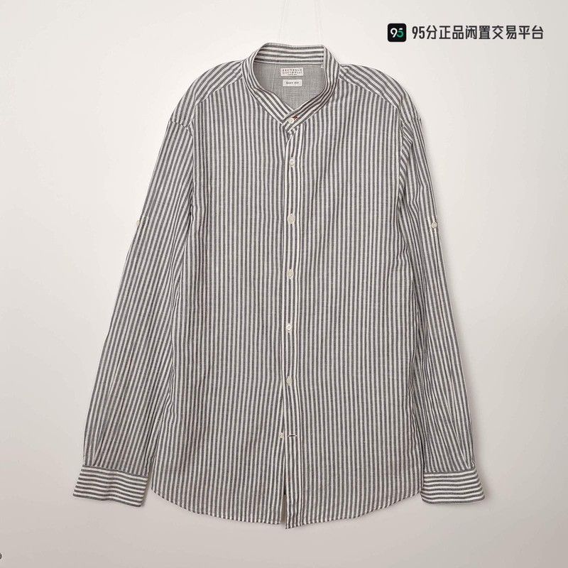 Brunello Cucinelli Brunello Cucinelli Linen Striped Unisex Shirt Size US M / EU 48-50 / 2 - 1 Thumbnail