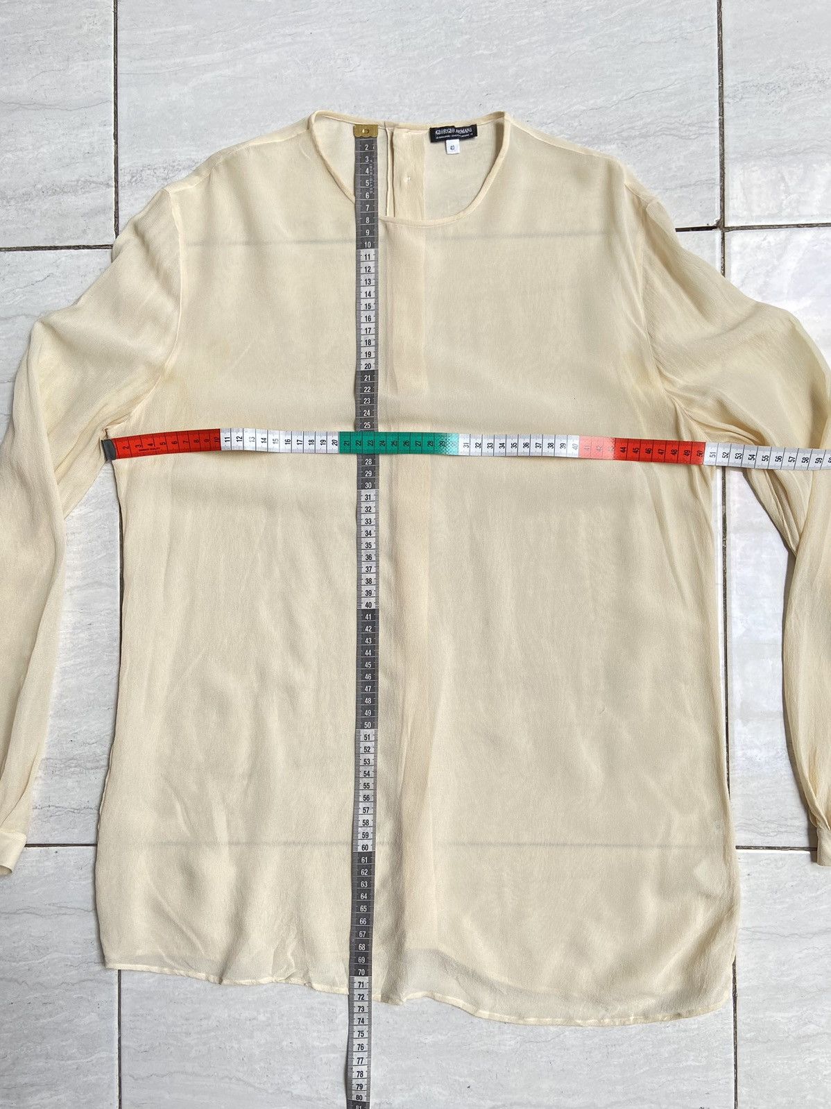 Giorgio Armani GIORGIO ARMANI Cream Mesh Shirt Size US S / EU 44-46 / 1 - 2 Thumbnail