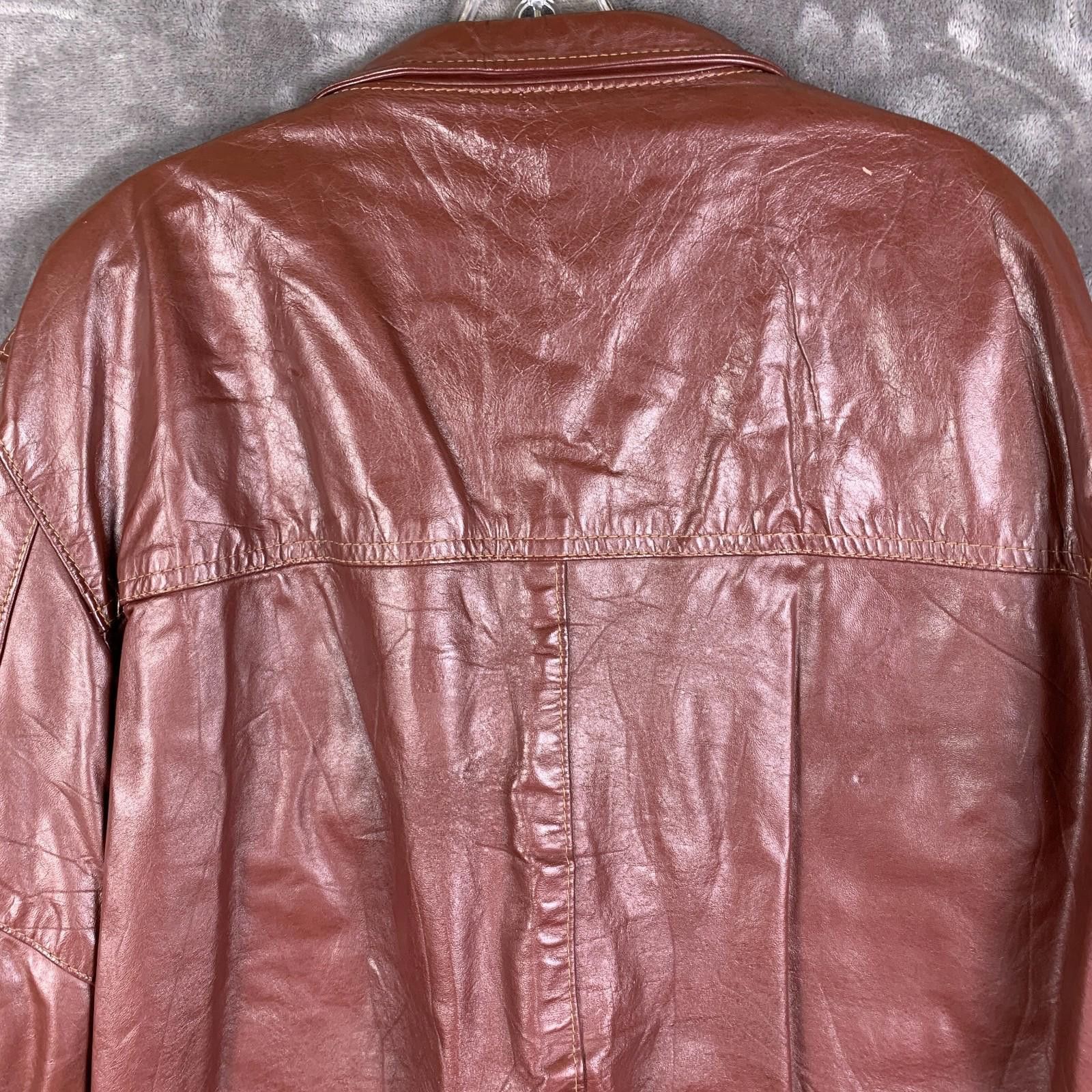 The Unbranded Brand Vintage 80's Classic Leather Jacket Brown Sz. 46R (302) Size US M / EU 48-50 / 2 - 8 Thumbnail