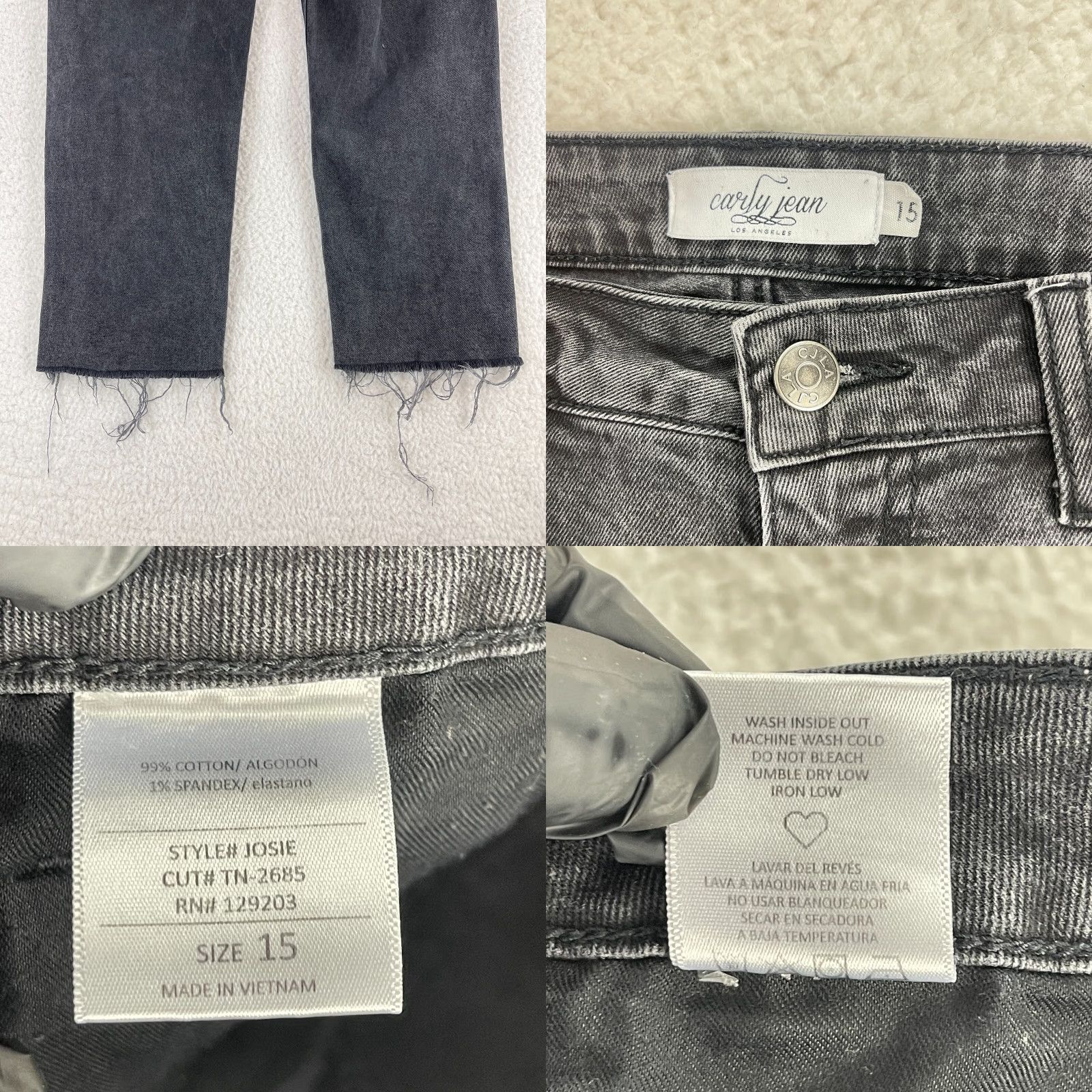 Vintage Carly Jean Black Denim Josie Distressed Straight Jeans Womens High-Rise Size 15-32 waist Size 36" / US 14 / IT 50 - 10 Thumbnail