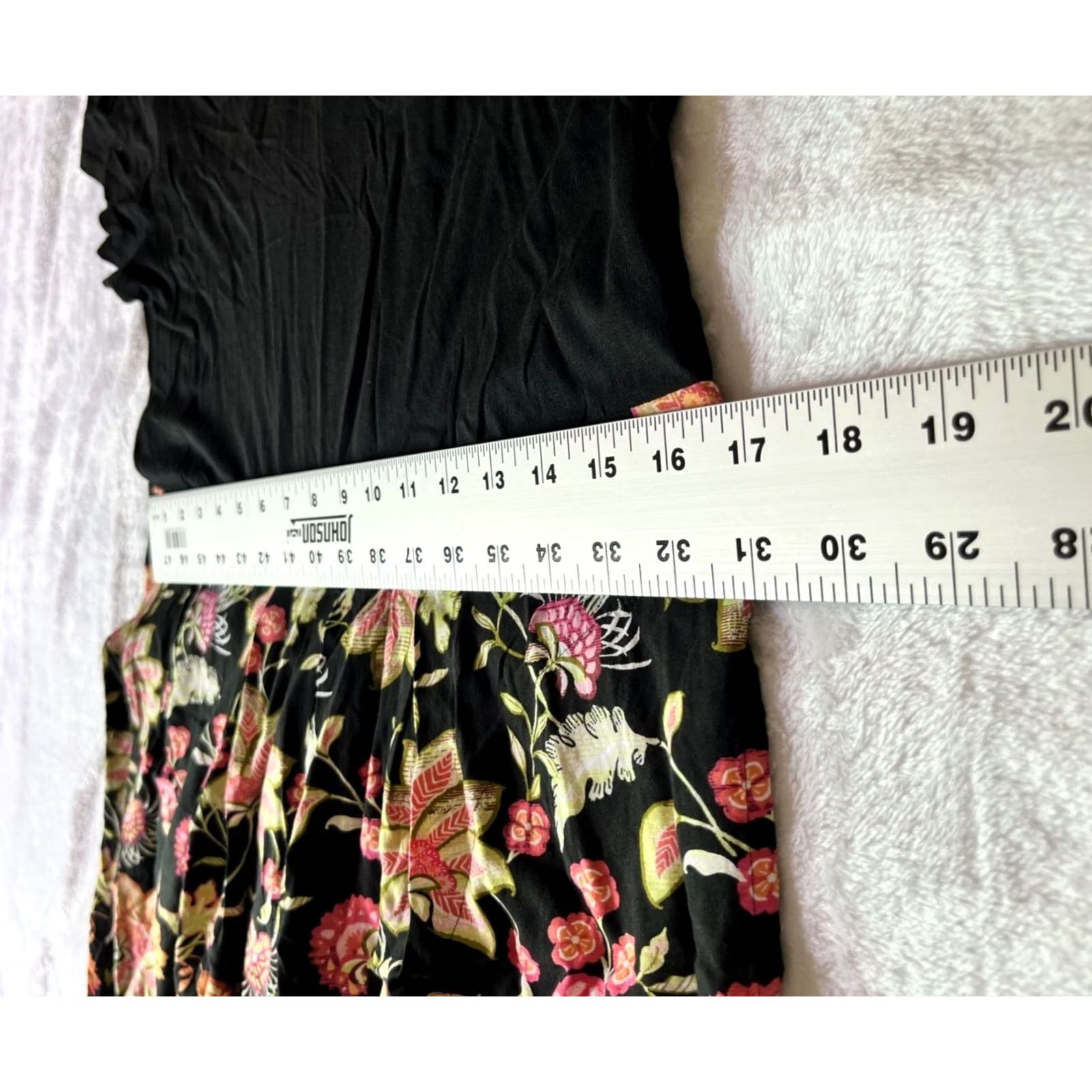 J. Jill J. Jill Womens Black Floral Midi Dress V-Neck Short Sleeves Petite Small Summer Size 28" / US 6 / IT 42 - 7 Thumbnail