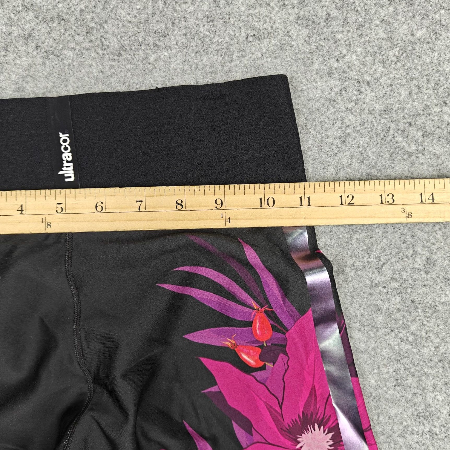 Vintage Ultracor Leggings Womens XS Black Floral Print High Rise Ankle Made In USA Yoga Size 26" / US 2 / IT 38 - 5 Thumbnail
