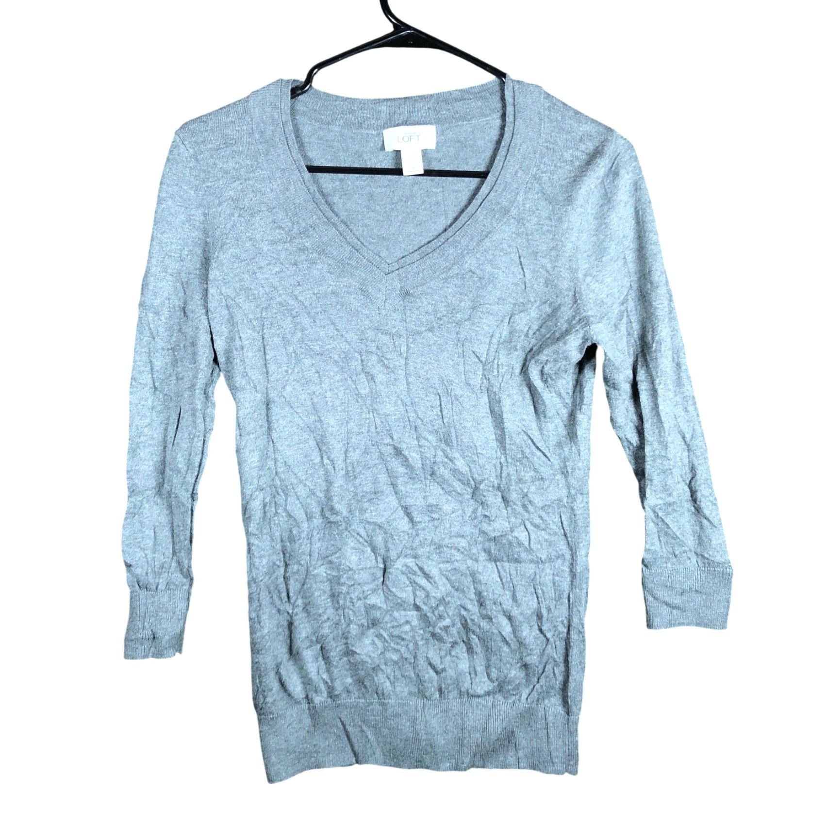 Loft Loft Ann Taylor Womens Sweater Gray V-Neck Long Sleeve Pullover 100% Pima Small Size S / US 4 / IT 40 - 2 Thumbnail