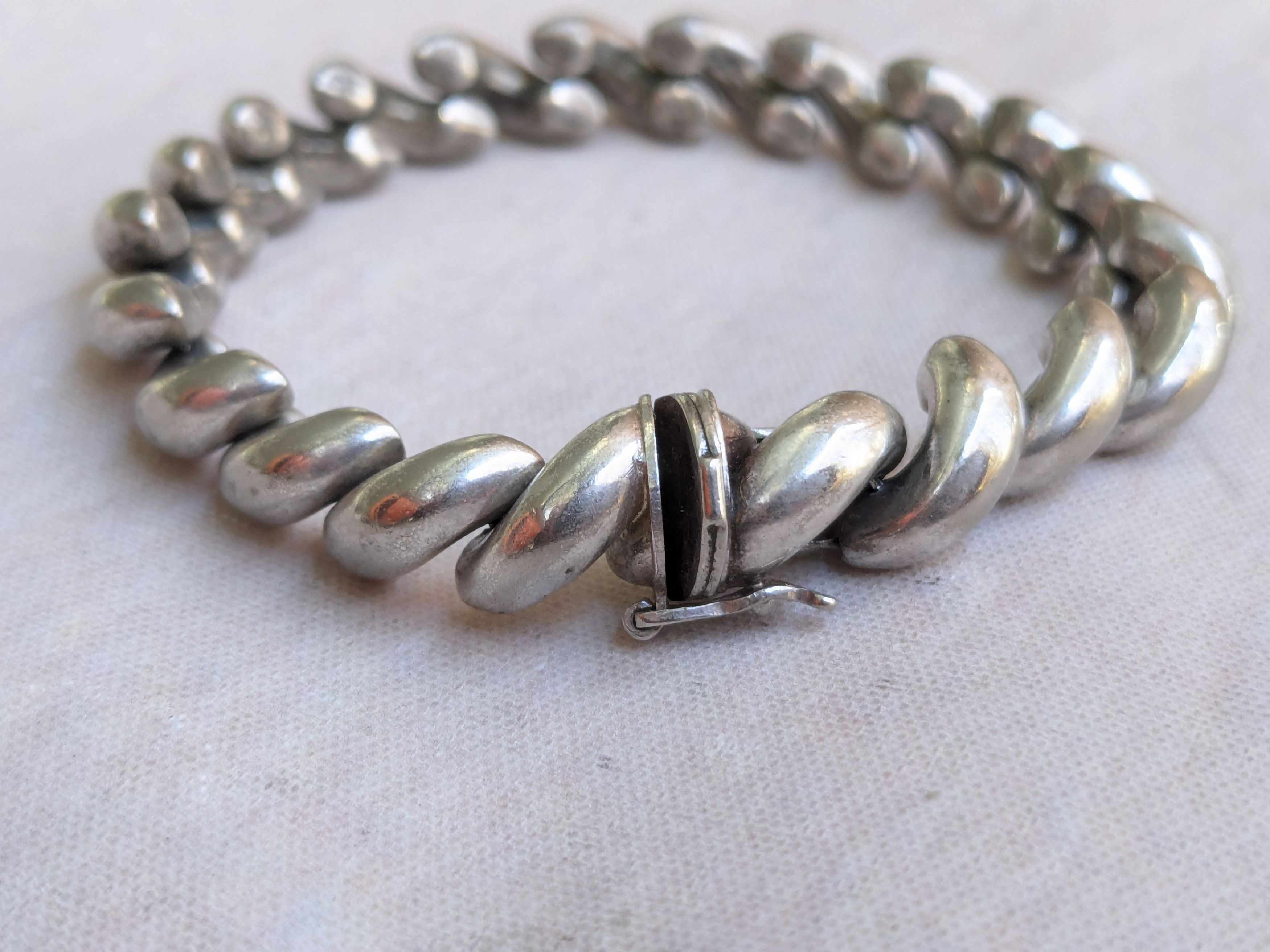 Vintage Vintage Sterling Silver Bracelet San Marcos Macaroni 7 Size ONE SIZE - 4 Thumbnail