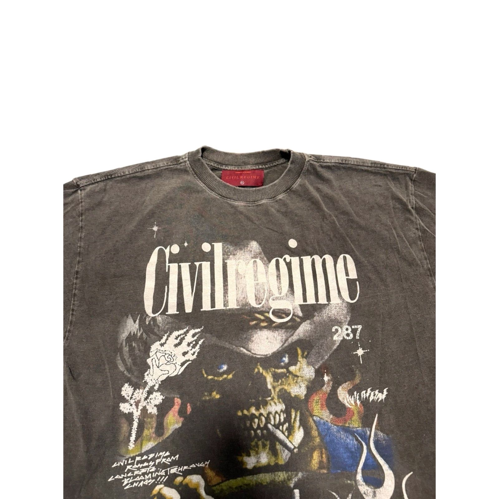 Vintage Civil Regime T-Shirt Oversize XL Black Cotton Graphic Print Crew Neck Short Sleeve Distressed Men Regul ar Size US XL / EU 56 / 4 - 4 Thumbnail
