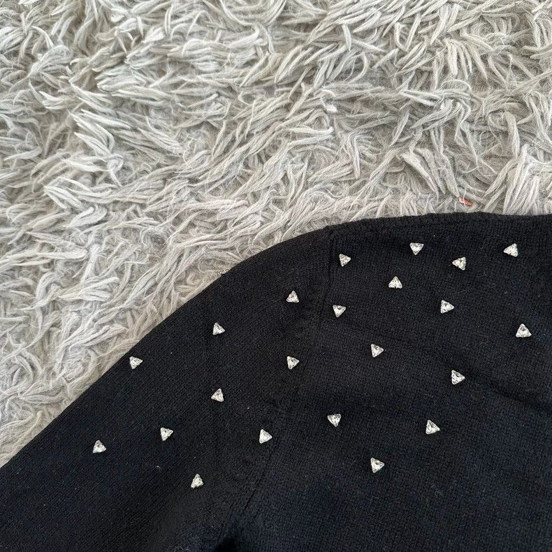 Saint Laurent Paris Saint Laurent Paris Black cashmere bright diamond rivet sw Size S / US 4 / IT 40 - 4 Thumbnail
