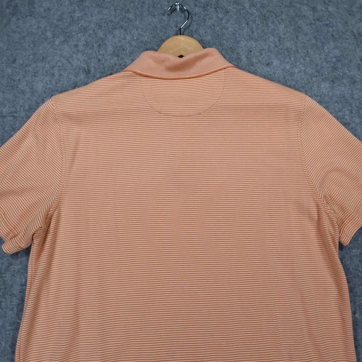 Van Heusen Van Heusen Polo Shirt Mens M Orange Striped Modal Blend Short Sleeve Size US M / EU 48-50 / 2 - 4 Thumbnail