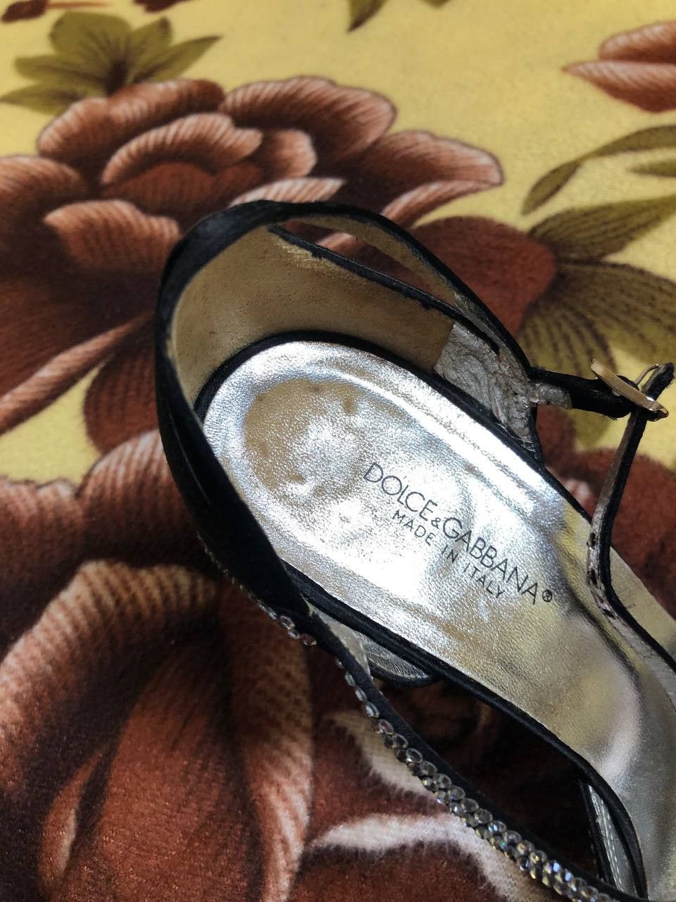 Dolce & Gabbana D&G Velvet Crystal Slingback Heels Vintage shoes Size US 7 / IT 37 - 7 Thumbnail