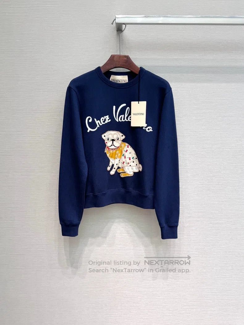 Valentino Valentino Navy blue dog embroidered sweatshirt Size S / US 4 / IT 40 - 1 Thumbnail