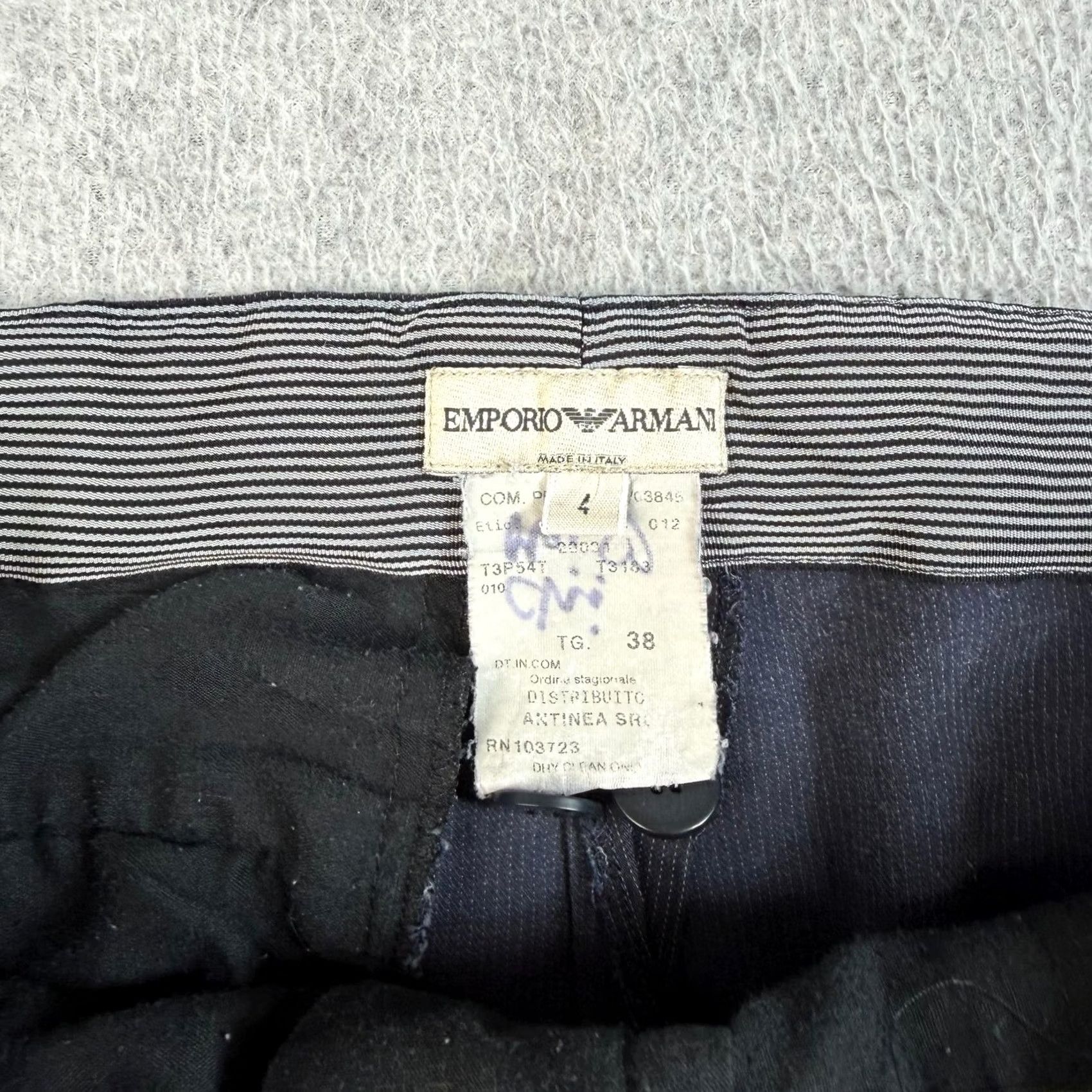 Emporio Armani Emporio Armani Pants Women 4 Blue Pinstripe Straight Leg Quiet Luxury Made Italy Size 27" / US 4 / IT 40 - 3 Thumbnail