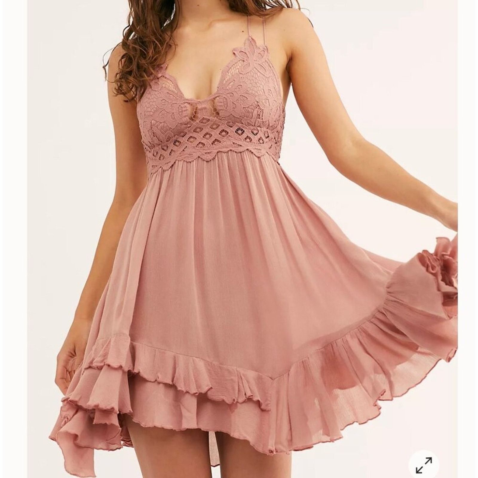 Free People Free People Adella Slip Dress Tiered Rose Pink Small NWT Size S / US 4 / IT 40 - 8 Thumbnail