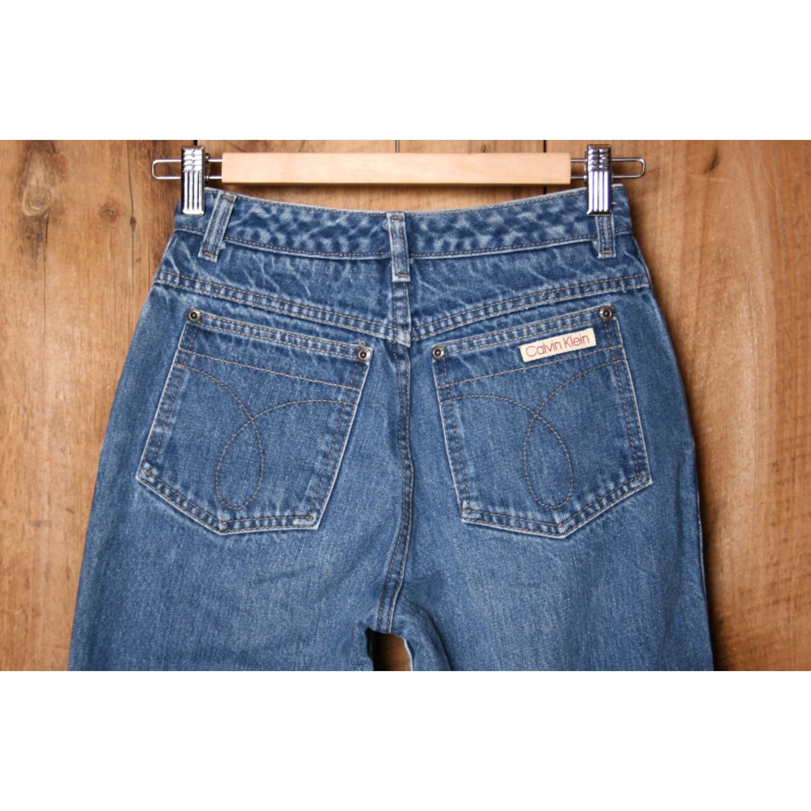 Calvin Klein VINTAGE Calvin Klein Jeans Womens Cropped High Waisted Wide Straight Leg 23 27 Blue Denim Cotton 5-Pocket Size 40" / US 18 - 6 Thumbnail