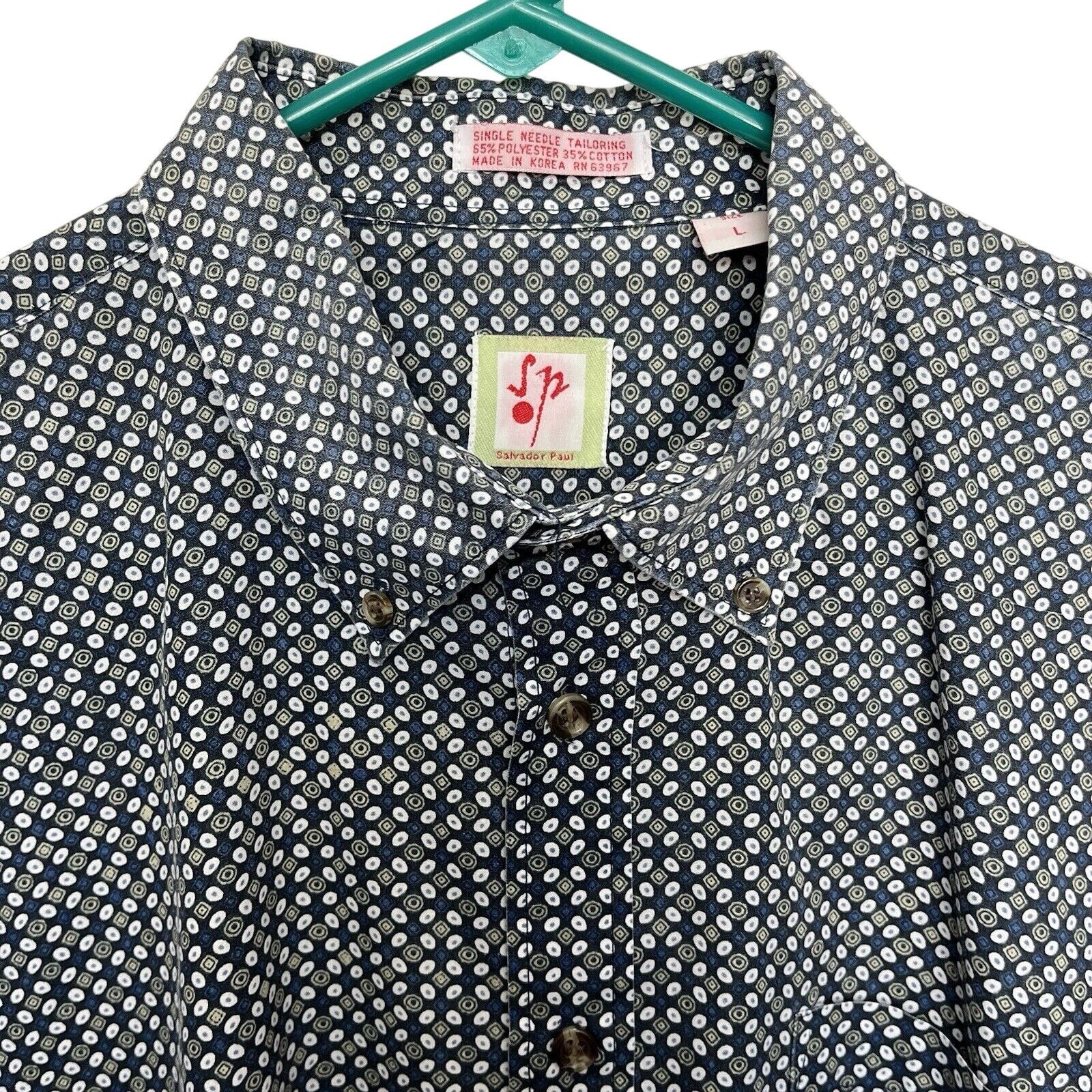 Vintage Salvador Paul SP | Vintage 70s Button Shirt Geometric Circle Size US L / EU 52-54 / 3 - 4 Thumbnail