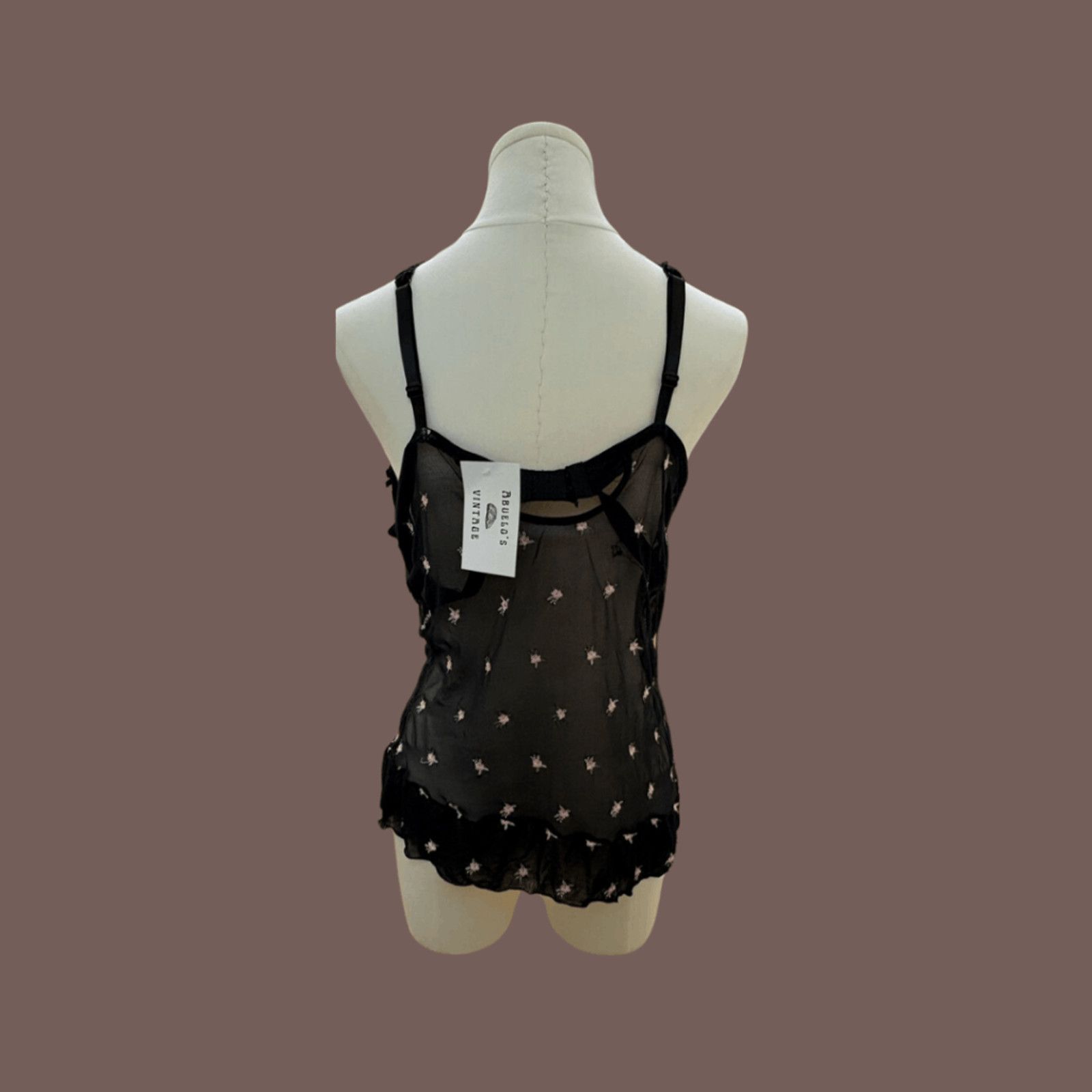 Vintage VTG Bustier Top | Ava Rose Sheer Lace Black | Y2K Romance Size XL / US 12-14 / IT 48-50 - 2 Thumbnail