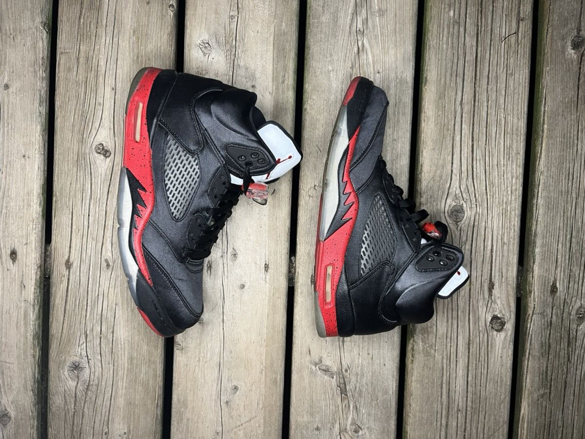 Jordan 5 satin bred Black and University Red Sneakers size 9.5m Size 11.5 - Nike Air Jordan 5 Retro Og Black | Mercari main image 4