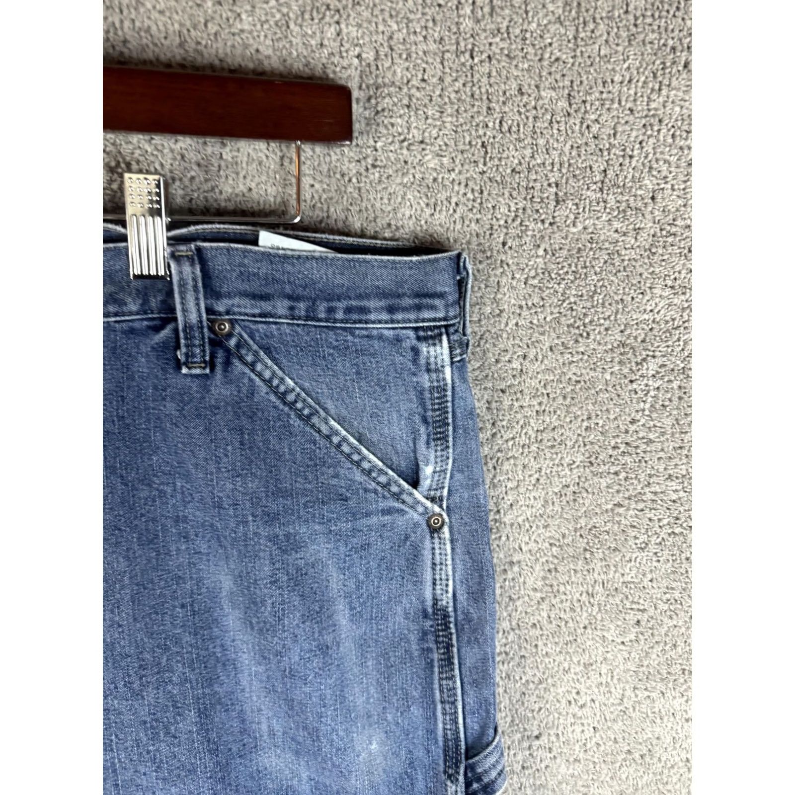 Wrangler Wrangler Carpenter Jeans Mens 38x30 Blue Denim Workwear Utility Relaxed Straight Pants Size US 38 / EU 54 - 3 Thumbnail