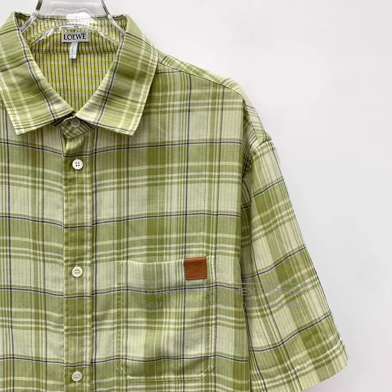 Loewe Loewe Light Green Plaid Pocket Logo Embossed Collar Short Size US XXS / EU 40 - 3 Thumbnail