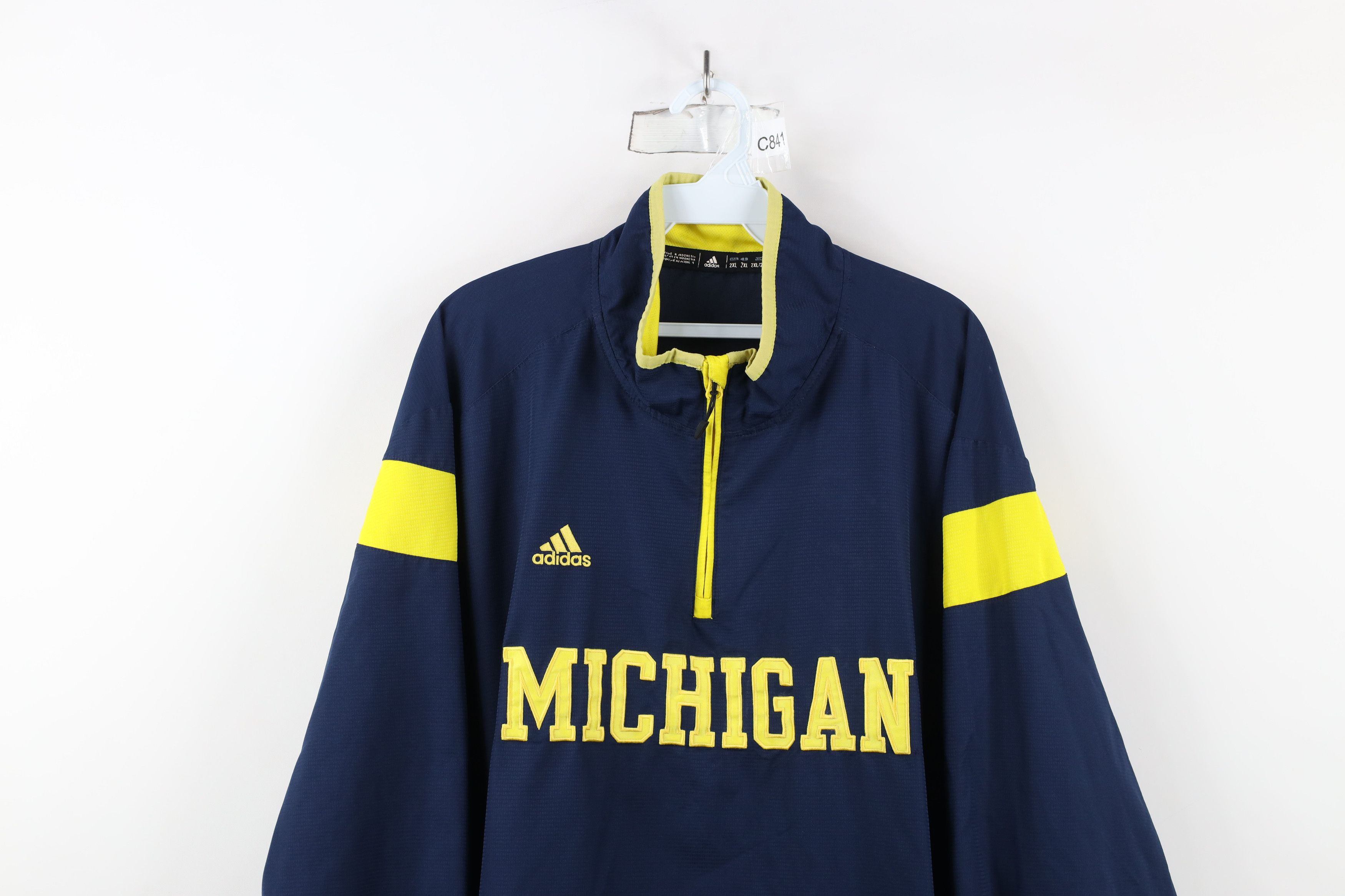 Adidas × Vintage Adidas University of Michigan Football Pullover Jacket Blue Size US XXL / EU 58 / 5 - 2 Thumbnail