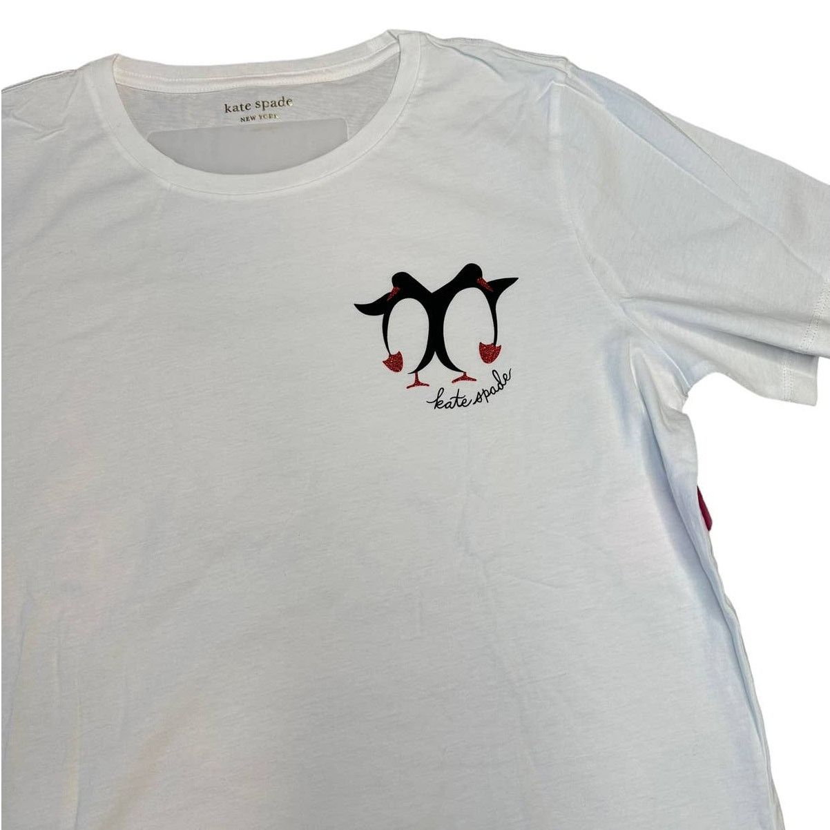 Kate Spade Kate Spade Dancing Penguins Tee Large Fresh White Size L / US 10 / IT 46 - 3 Thumbnail