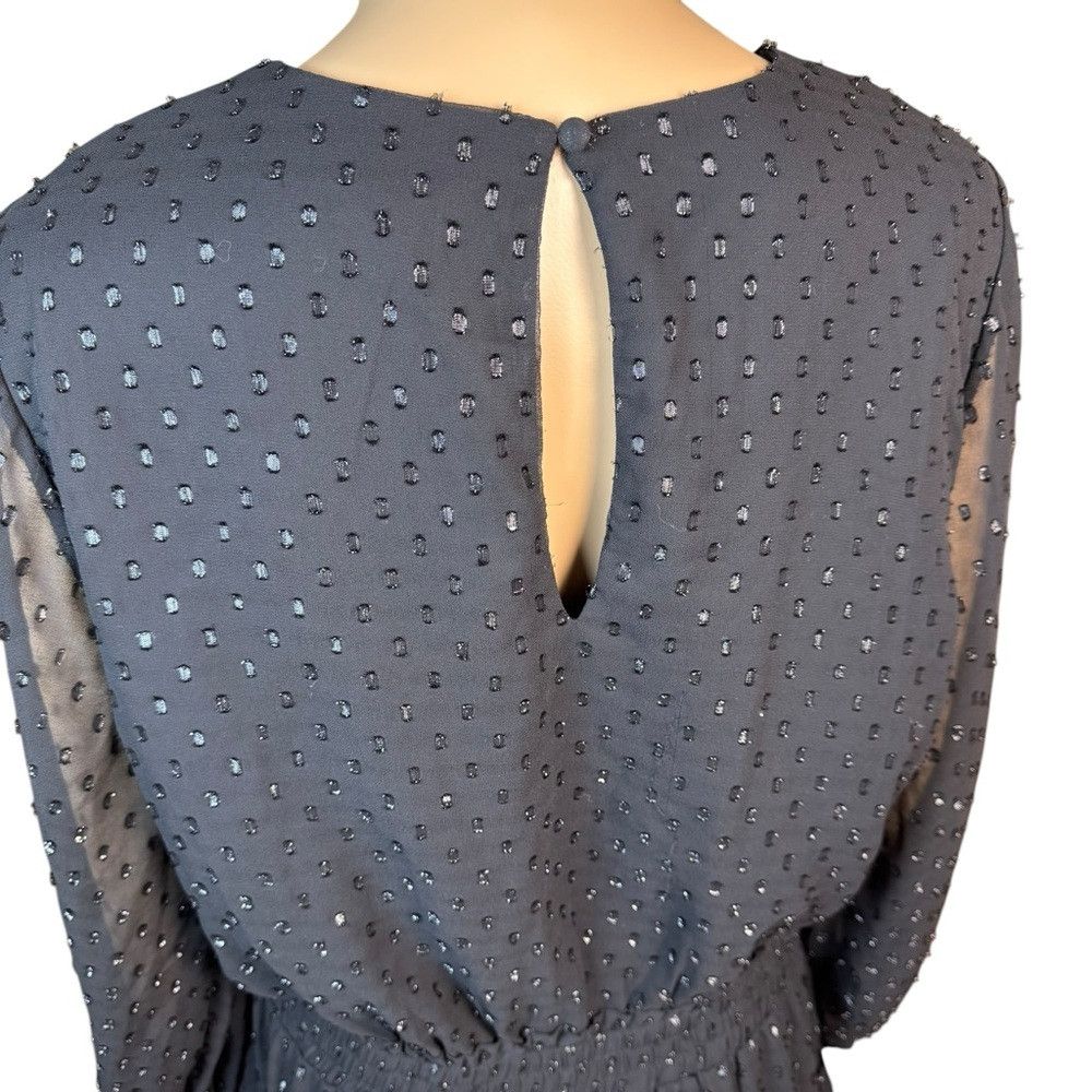 Express Express Clip Dot Long Sleeve Tiered Mini Black Dress Size L Size L / US 10 / IT 46 - 9 Thumbnail