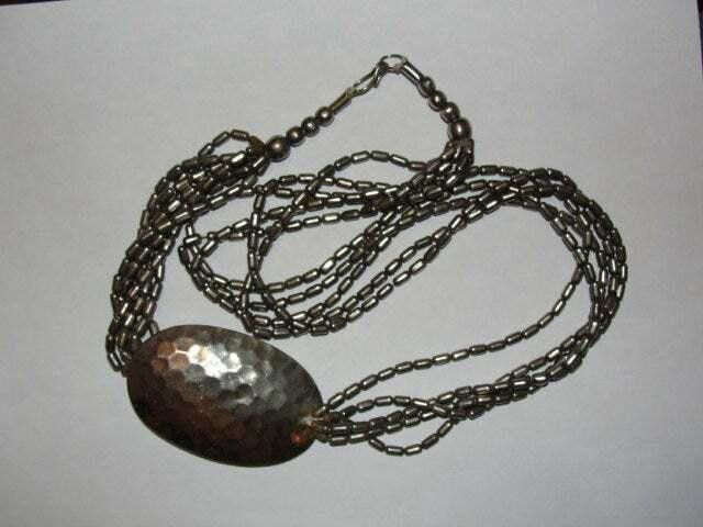 Designer Fun Silver tone Hammered Pendant and Bead Necklace Size ONE SIZE - 2 Thumbnail