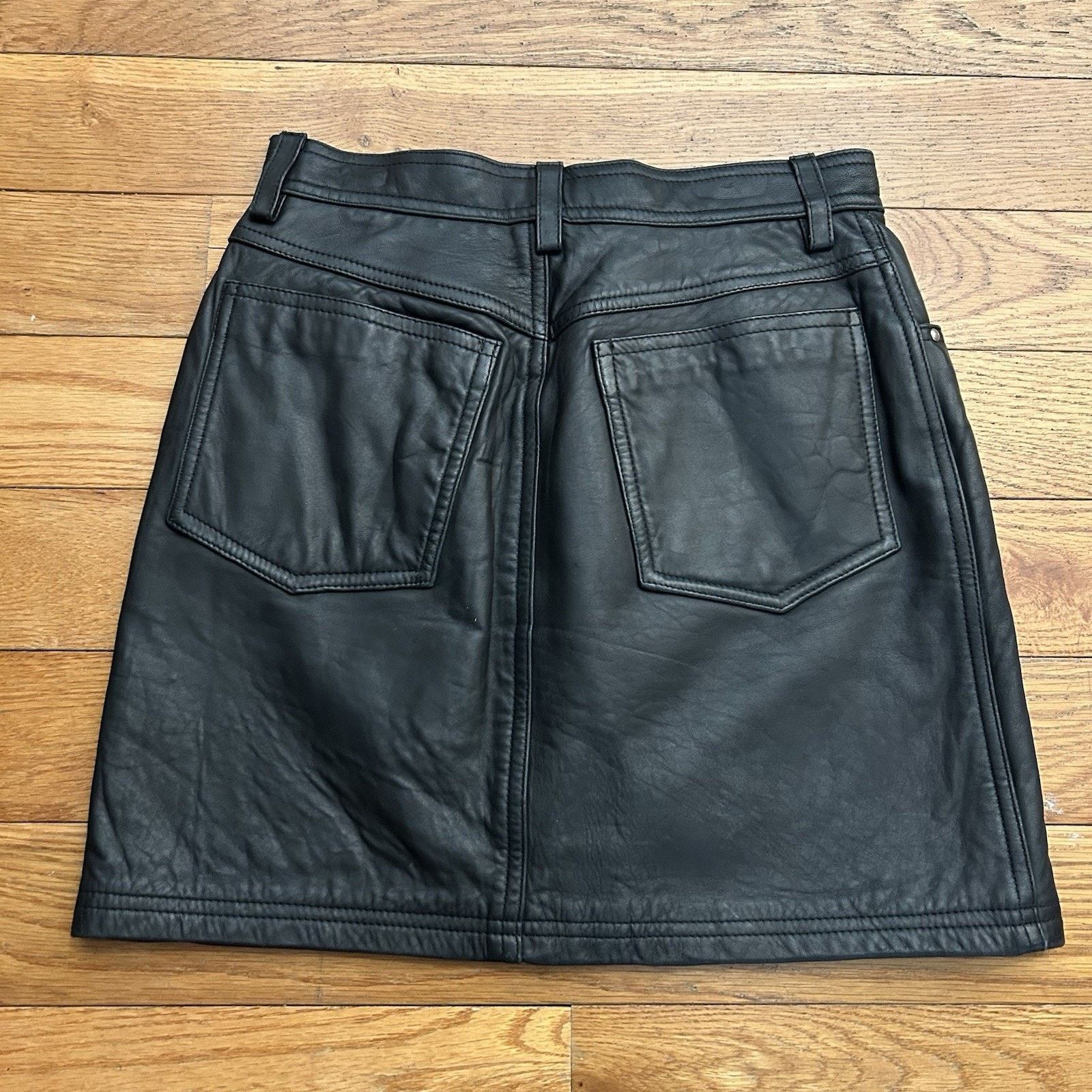 Gap Vintage Gap Y2K 100% Leather Black Mini Skirt 4 16” Length Size 27" / US 4 / IT 40 - 3 Thumbnail