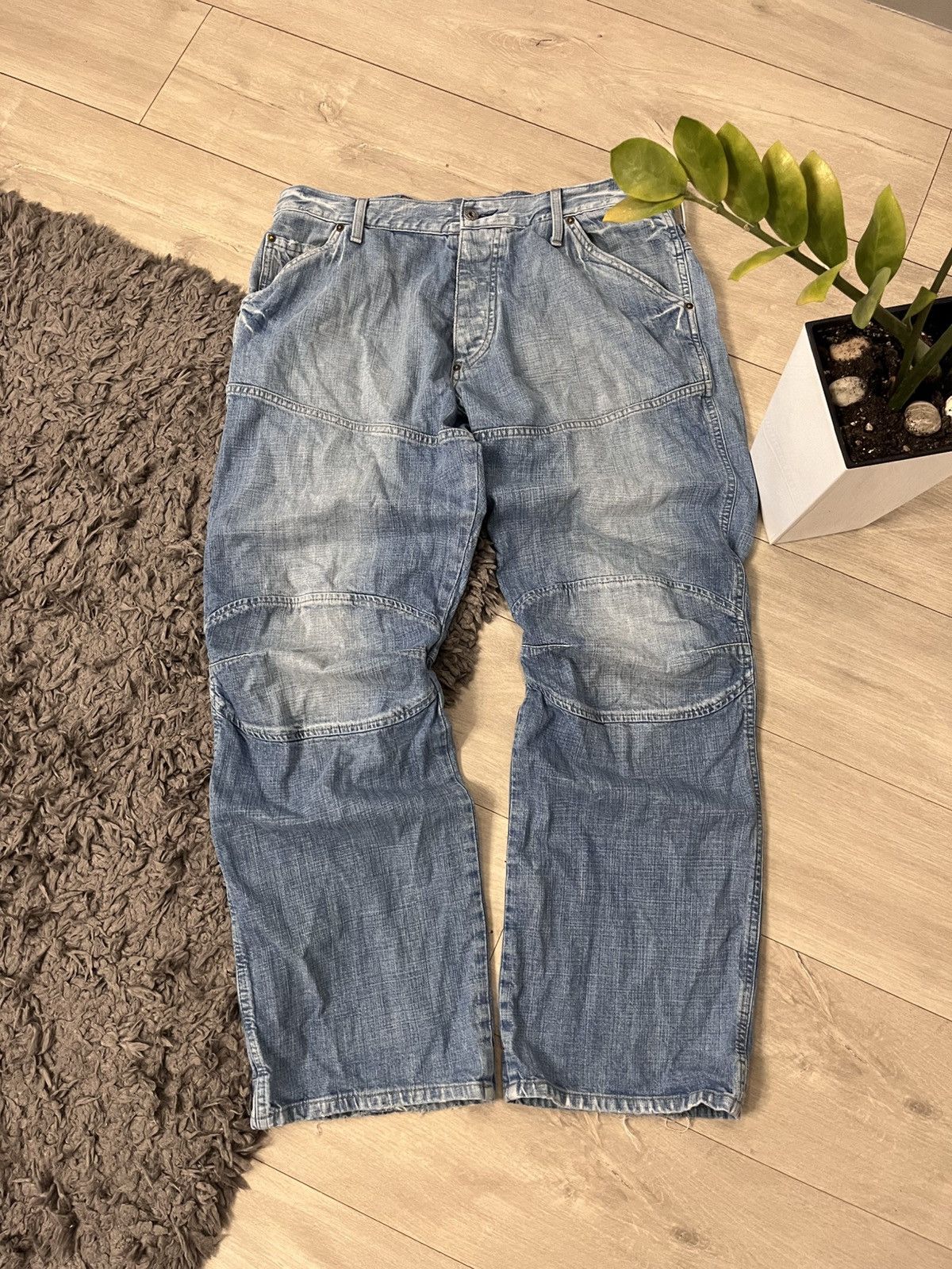 G-Star 🔥00'S G STAR DOUBLE KNEE WASHED RAW BAGGY FLARED JEANS Size US 36 / EU 52 - 2 Thumbnail
