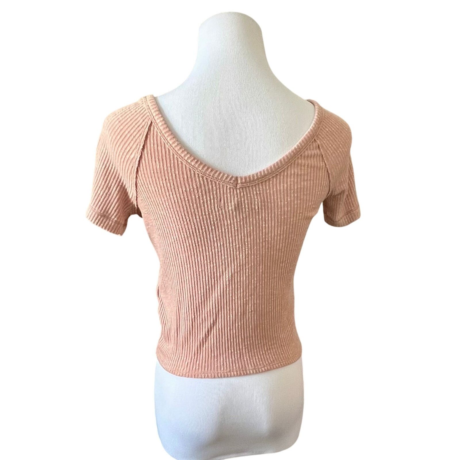 Abercrombie & Fitch Abercrombie & Fitch Deep V Tie Knot Front Ribbed Knit Top XS Size XS / US 0-2 / IT 36-38 - 4 Thumbnail
