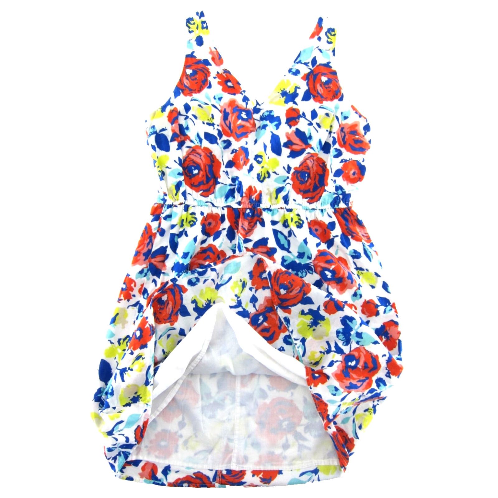 Old Navy Old Navy 100% Cotton White Floral Sheath Tank Dress 14 Women Knee Length Blue 14 Size XL / US 12-14 / IT 48-50 - 4 Thumbnail