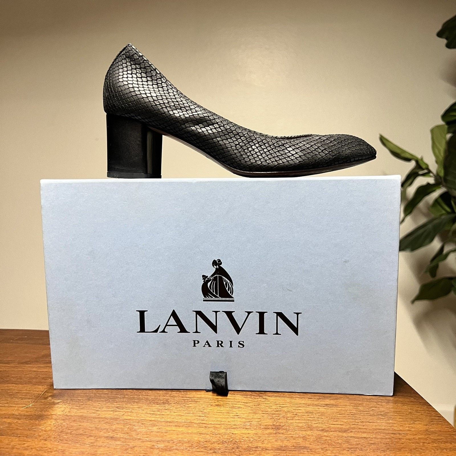 Lanvin Lanvin Black Block Heel Ballerina Nubuck Leather 7.5 Size US 7.5 / IT 37.5 - 1 Thumbnail
