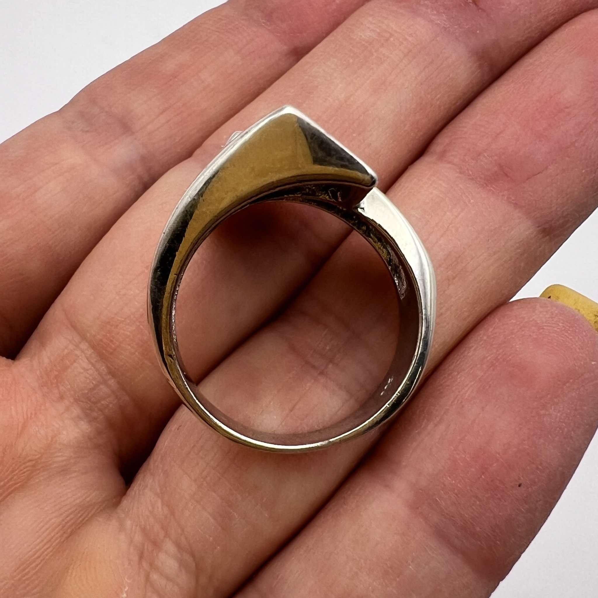 Vintage Geometric Vintage Sterling Silver 925 Ring Signed Size 8 Size ONE SIZE - 3 Thumbnail