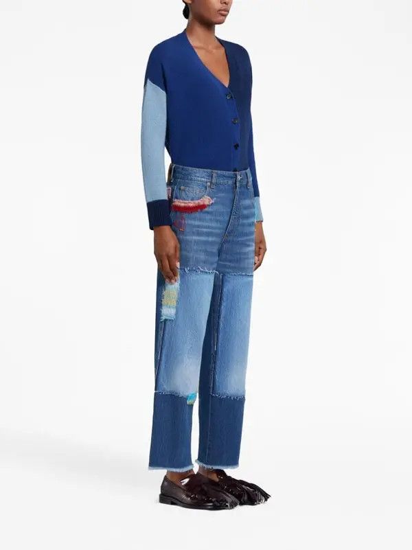 Marni o1w1db11125 Colour-Block Cashmere Cardigan in Blue Size M / US 6-8 / IT 42-44 - 5 Thumbnail