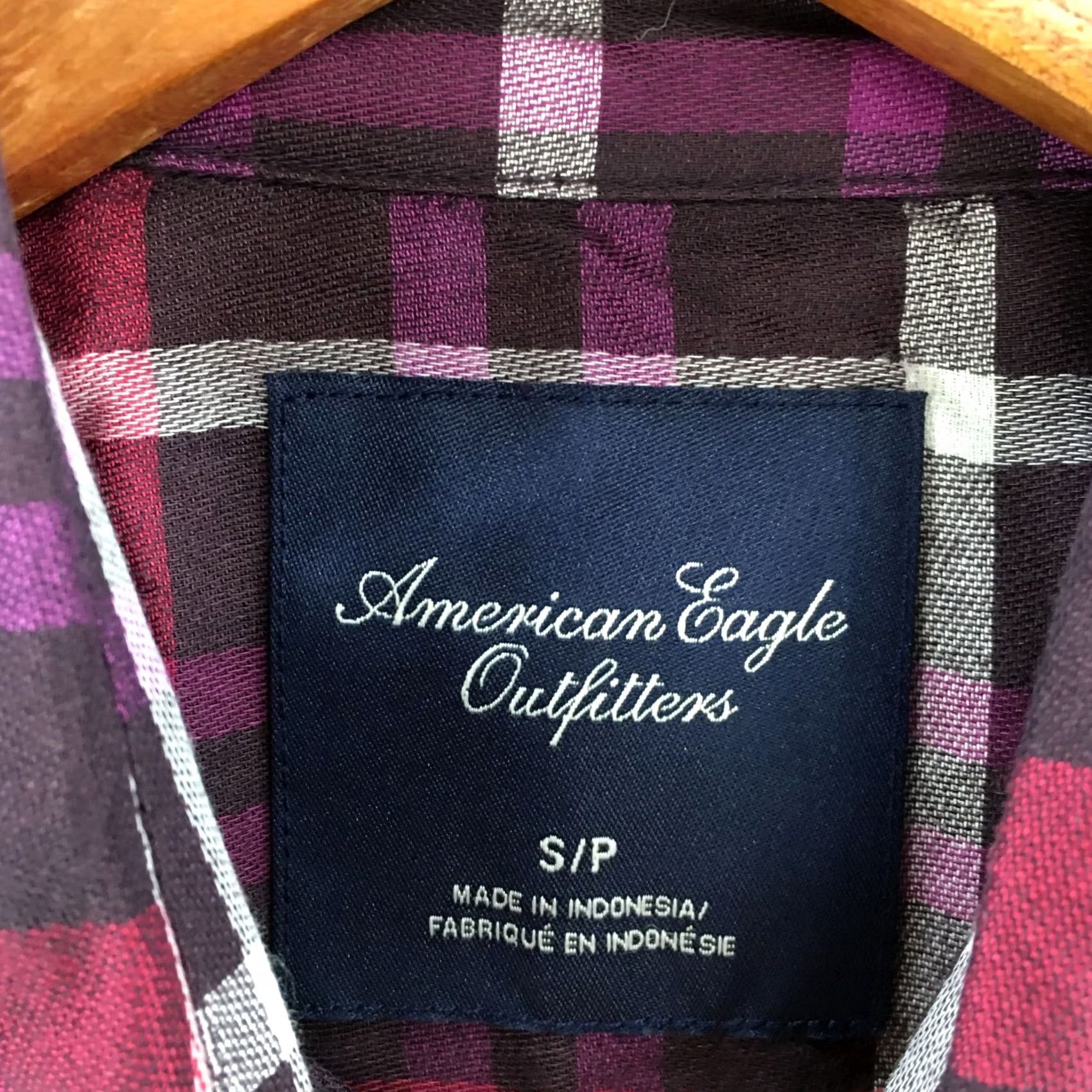 American Eagle Outfitters American Eagle Shirt Womens Small Purple Plaid Flannel Button Up Long Sleeve Size S / US 4 / IT 40 - 6 Thumbnail