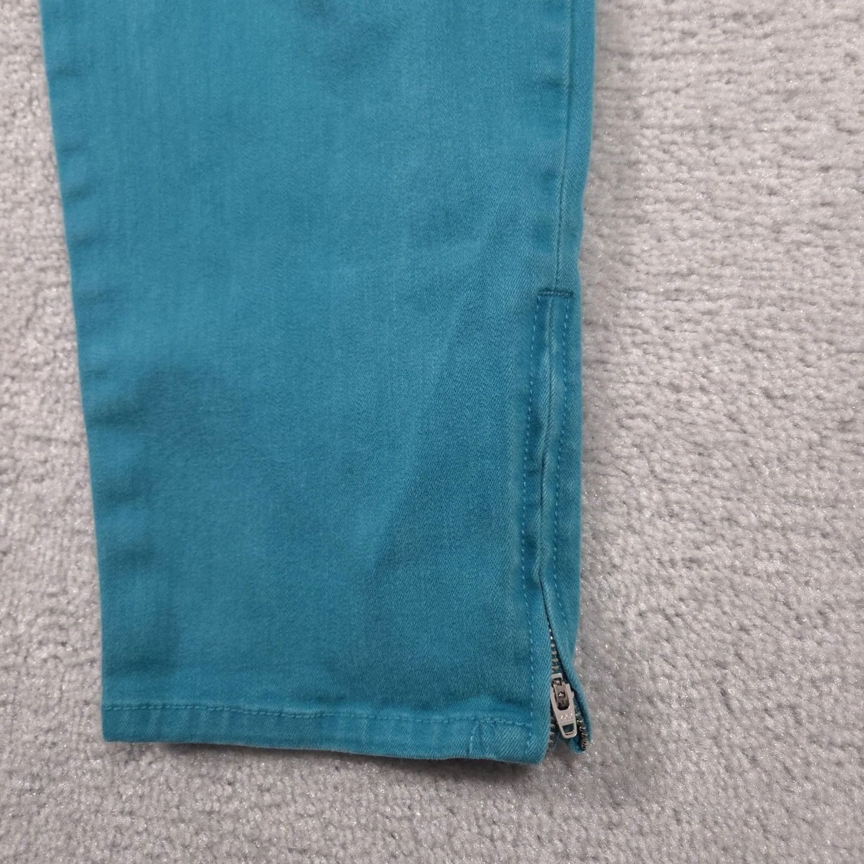 Vintage Chicos So Slimming Jeans Womens 3 Blue Teal Mid Rise Skinny Ankle Zip Stretch Jeans Size 26" / US 2 / IT 38 - 4 Thumbnail