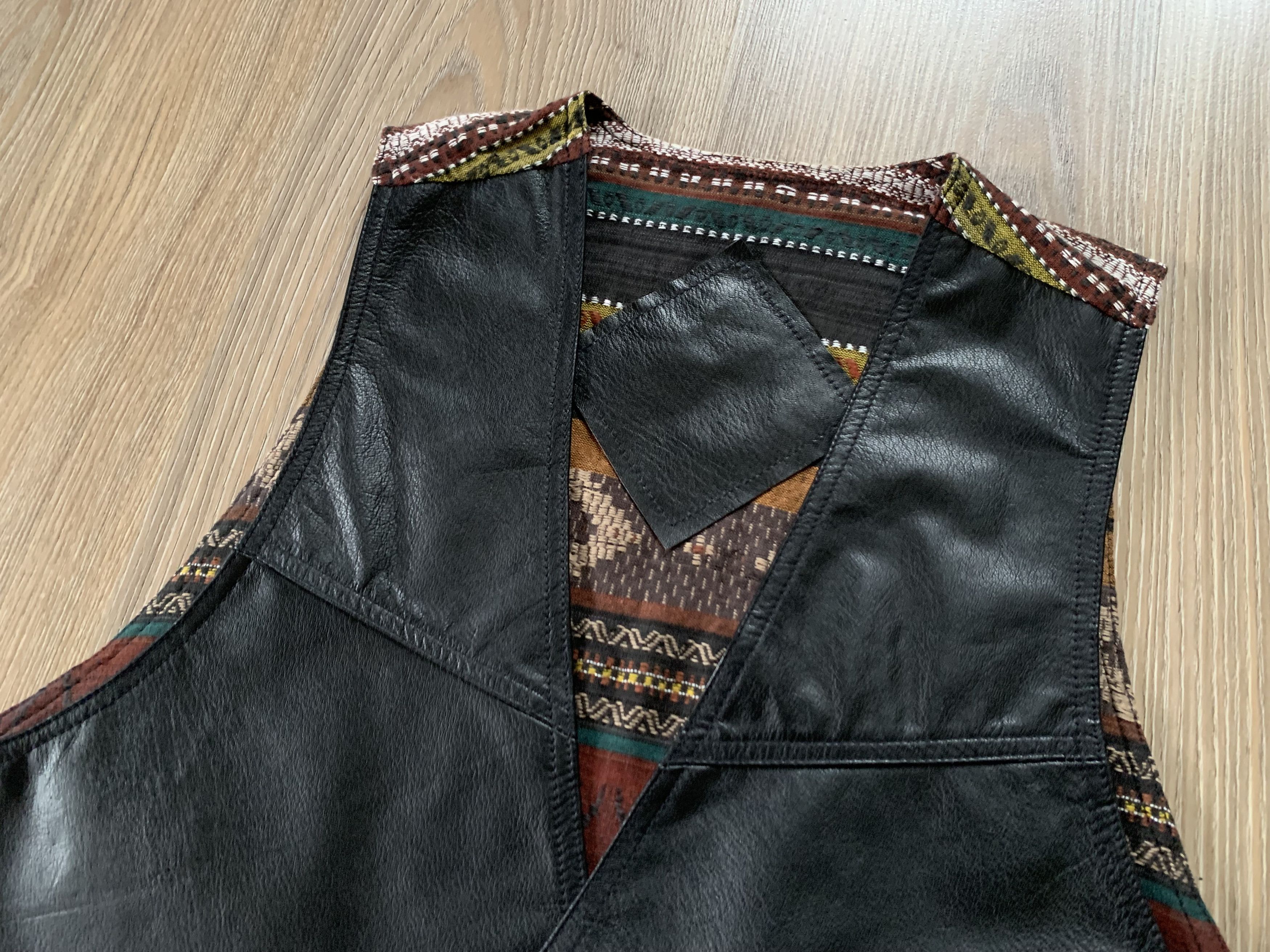 Vintage Vintage Leather Textile Combine Vest Size US L / EU 52-54 / 3 - 4 Thumbnail