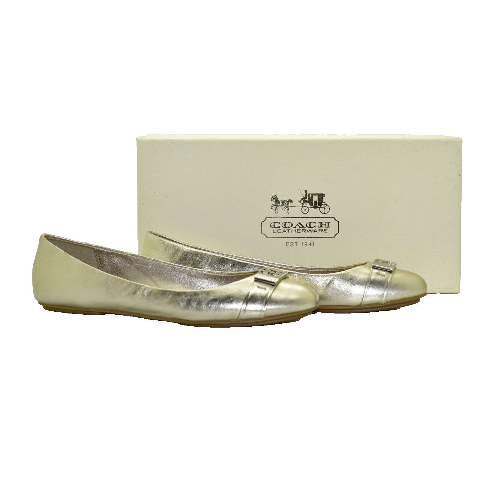 Coach COACH London Gold Leather Ballet Flat Shoes A2910 Size 8.5 M Size US 8.5 / IT 38.5 - 2 Thumbnail