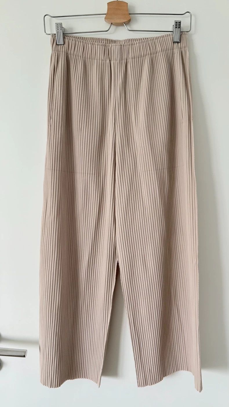 Issey Miyake Issey Miyake Beige pleated straight-leg pants Size 30" / US 8 / IT 44 - 2 Thumbnail