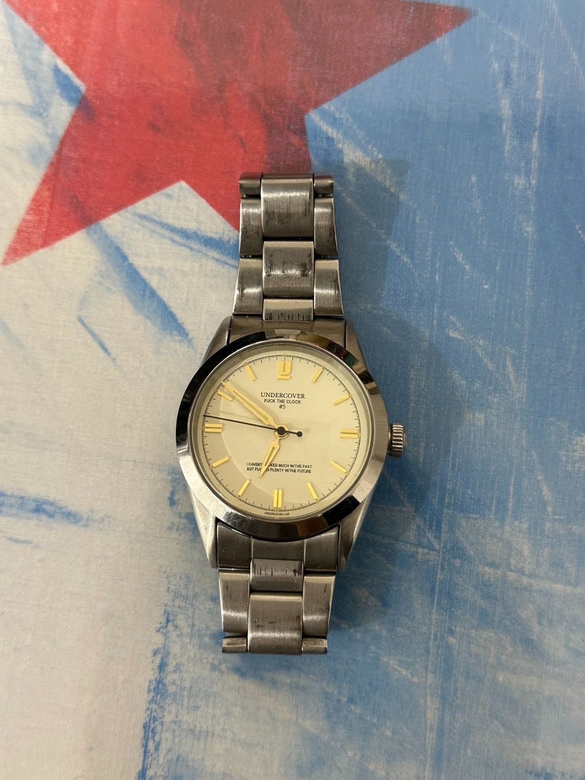 image of Undercover Fuck The Clock Watch in Silver, Men's